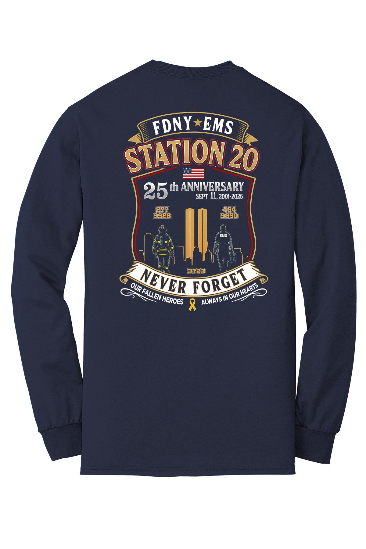 9-11 25th Anniversary FDNY EMS Station 20 Long Sleeve