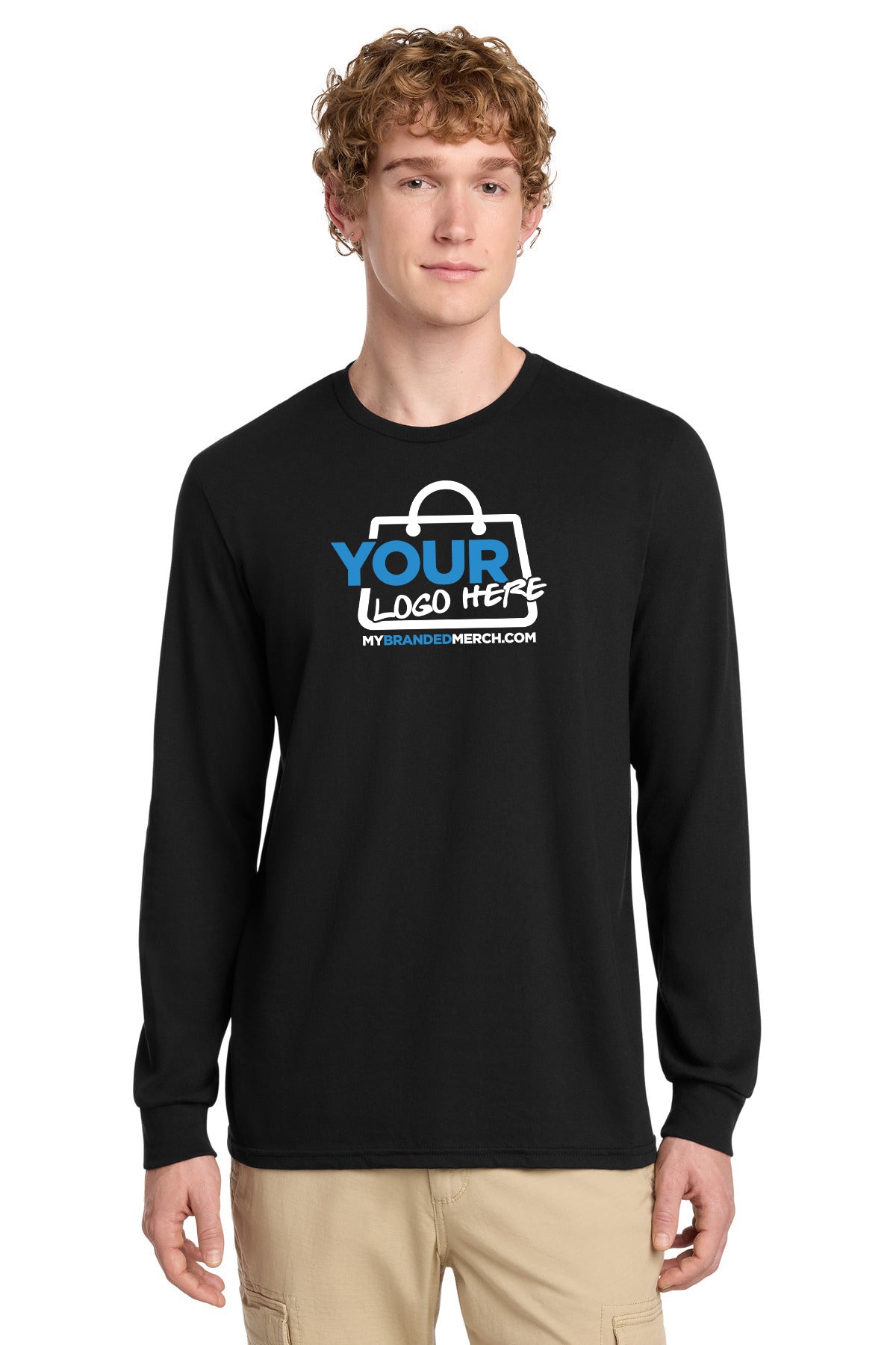 Custom logo District® Perfect Blend® CVC Long Sleeve Tee DT109 decoration preview