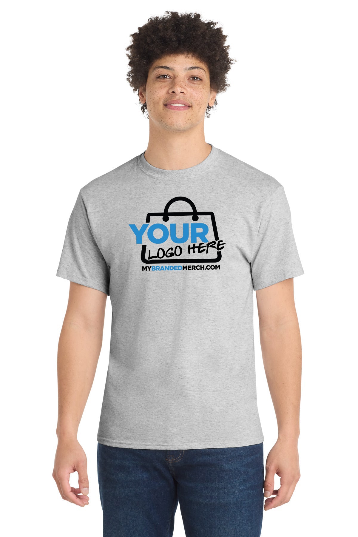 Custom logo Port & Co Core Blend Tee. PC55 decoration preview