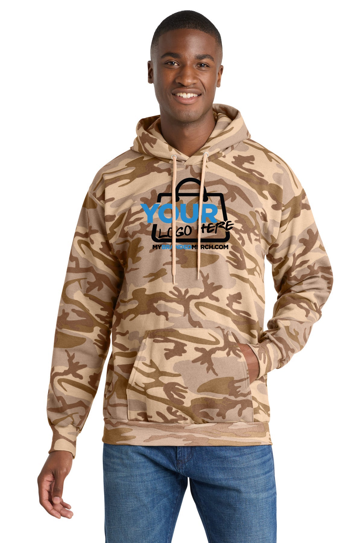 Custom logo Port & Co™ Core Fleece Camo Pullover Hooded Sweatshirt. PC78HC decoration preview