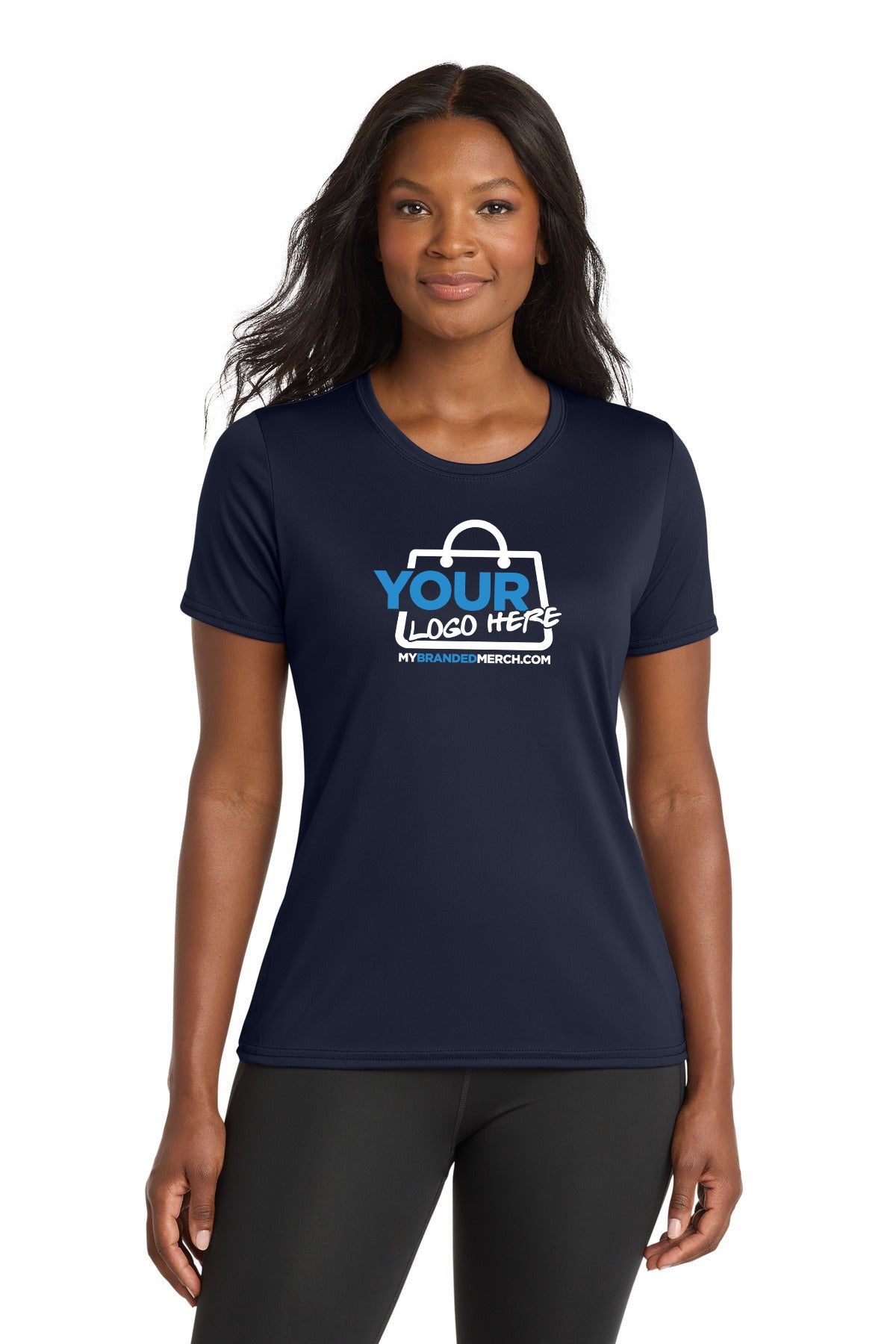Custom logo Port & Co™ Women's Performance Tee. LPC380 decoration preview
