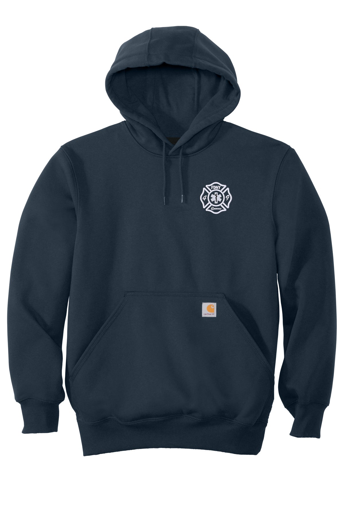 FDNY EMS Station 49 Carhartt CT100615 navy front with embroidered Station 49 left chest emblem
