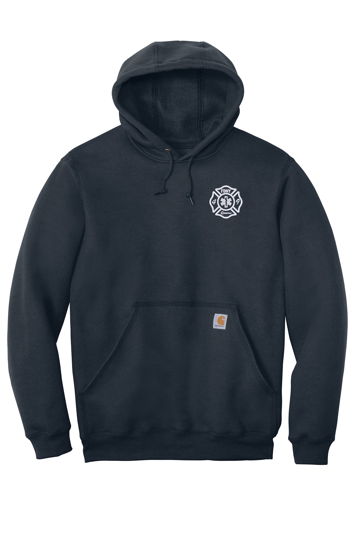 FDNY EMS Station 49 Carhartt CTK121 navy front with embroidered Station 49 left chest emblem