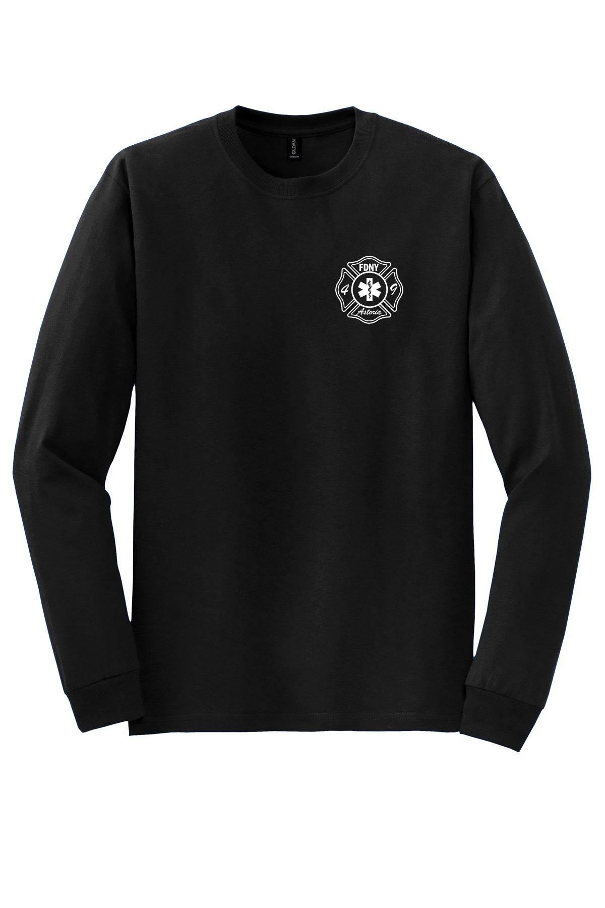 FDNY EMS Station 49 Guardians of the Gate black Gildan 8400 long sleeve front