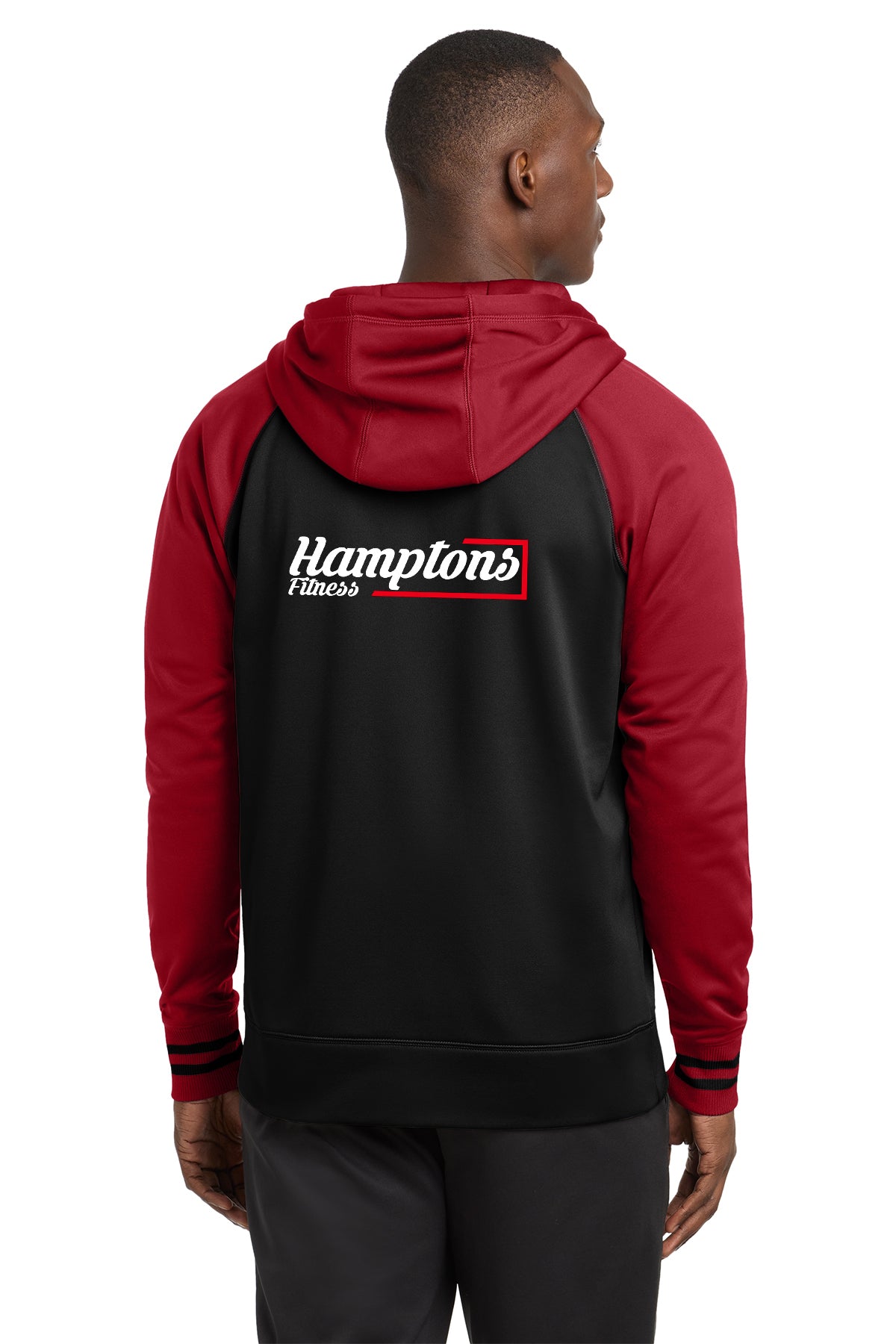 Hamptons Fitness ST236 black deep red full zip hoodie back
