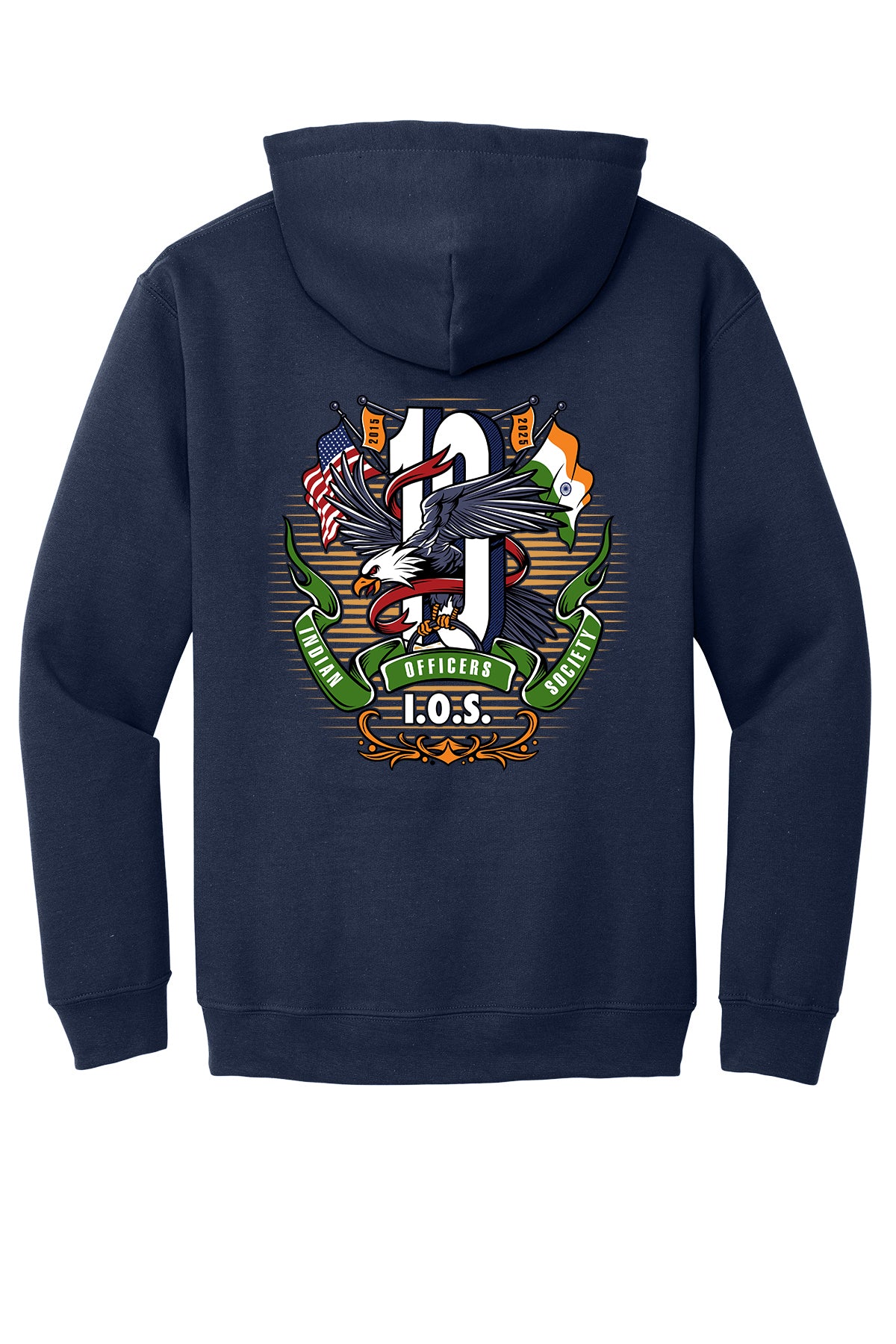 10 Years Indian Officers Society Hoodie 18500 back design