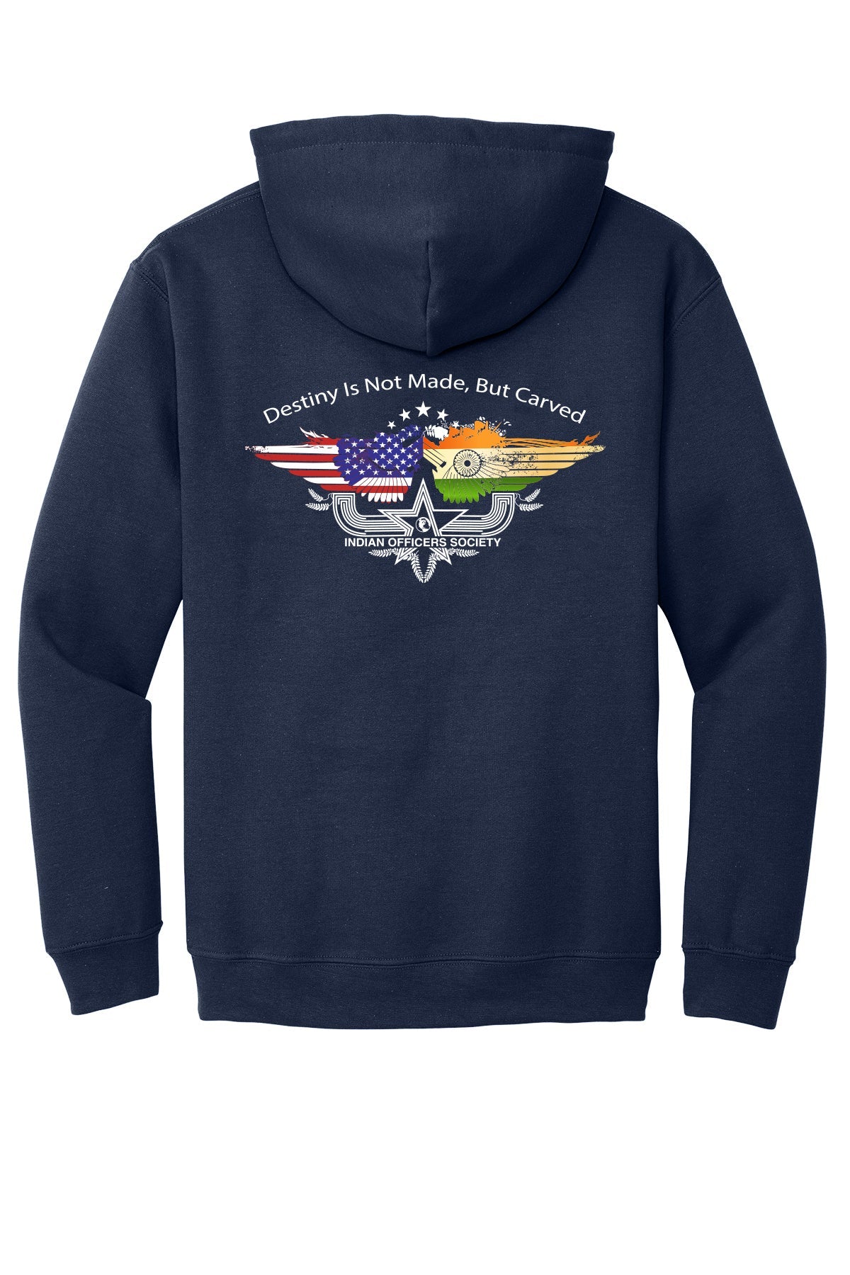 IOS Indian Officers Society Hoodie 18500 back design in Navy