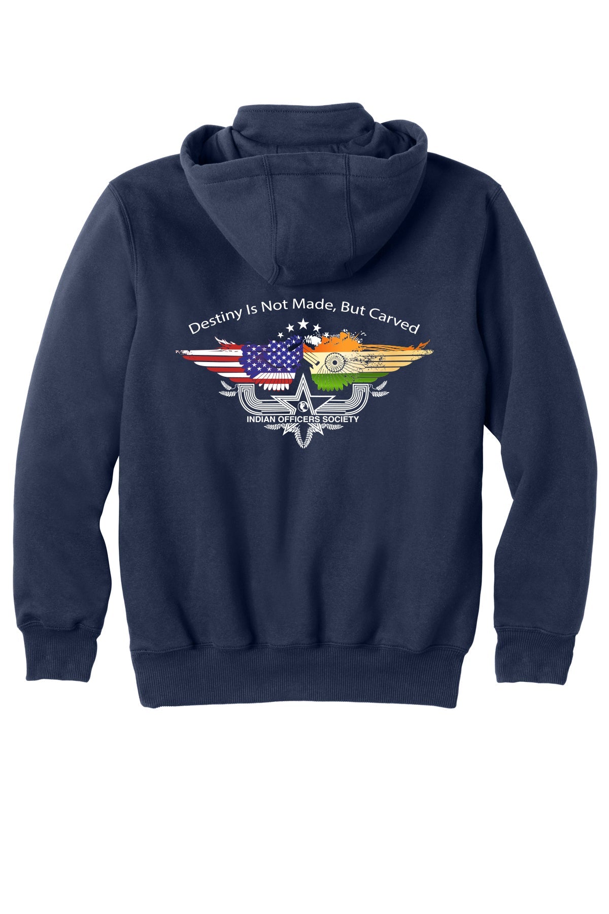 IOS Indian Officers Society Carhartt 1/4 Zip Hoodie CT100617 back design in New Navy