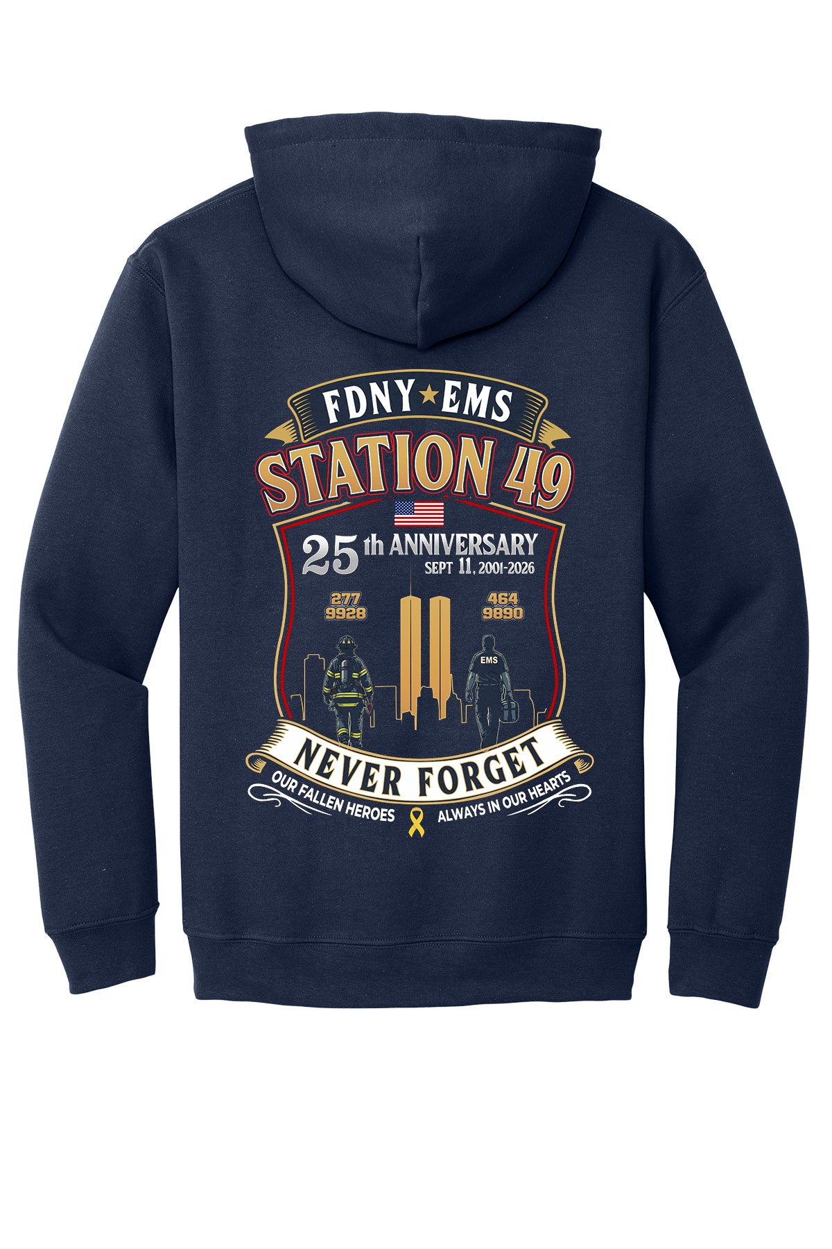 9-11 25th Anniversary FDNY EMS Station 49 Hoodie