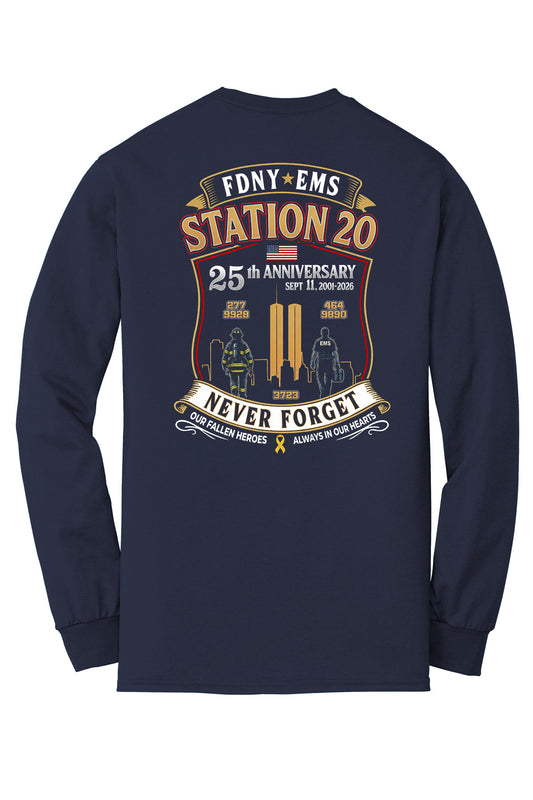 9-11 25th Anniversary FDNY EMS Station 20 Long Sleeve