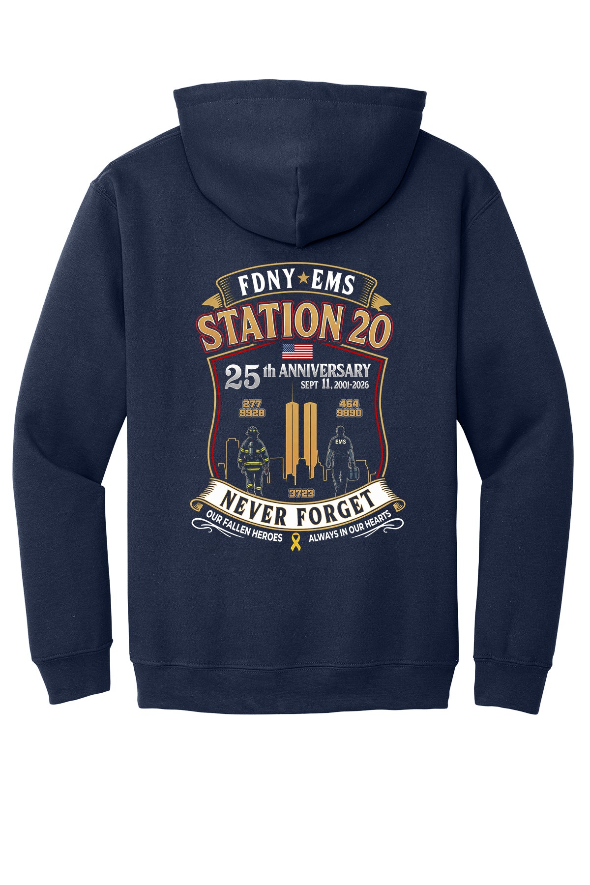 9-11 25th Anniversary FDNY EMS Station 20 Full Zip Hoodie