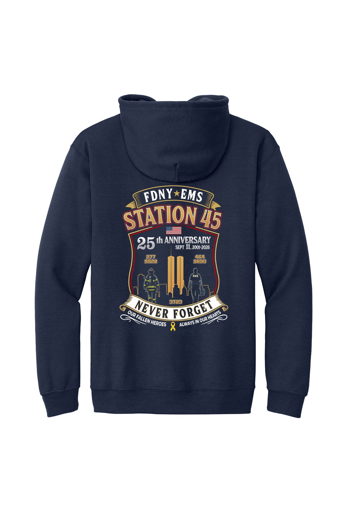 9-11 25th Anniversary FDNY EMS Station 45 Hoodie