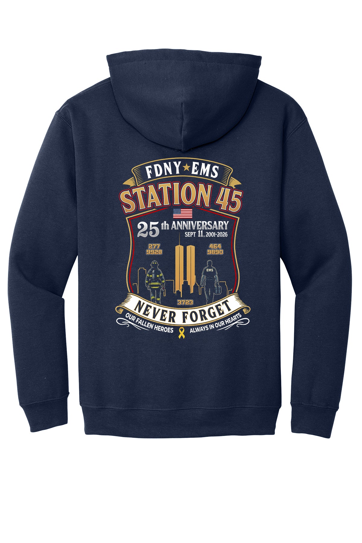 9-11 25th Anniversary FDNY EMS Station 45 Full Zip Hoodie