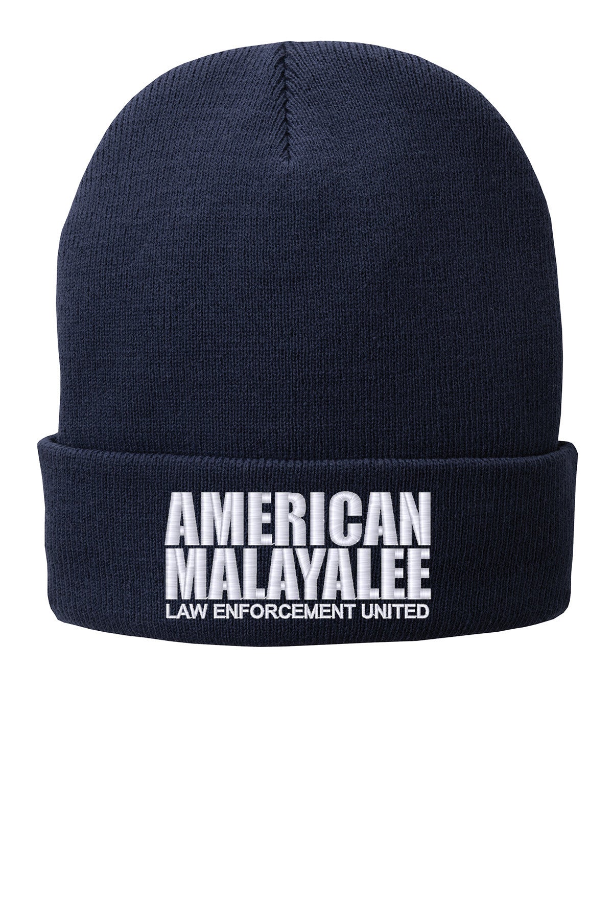 AMLEU Malayalee fleece-lined embroidered beanie in Navy