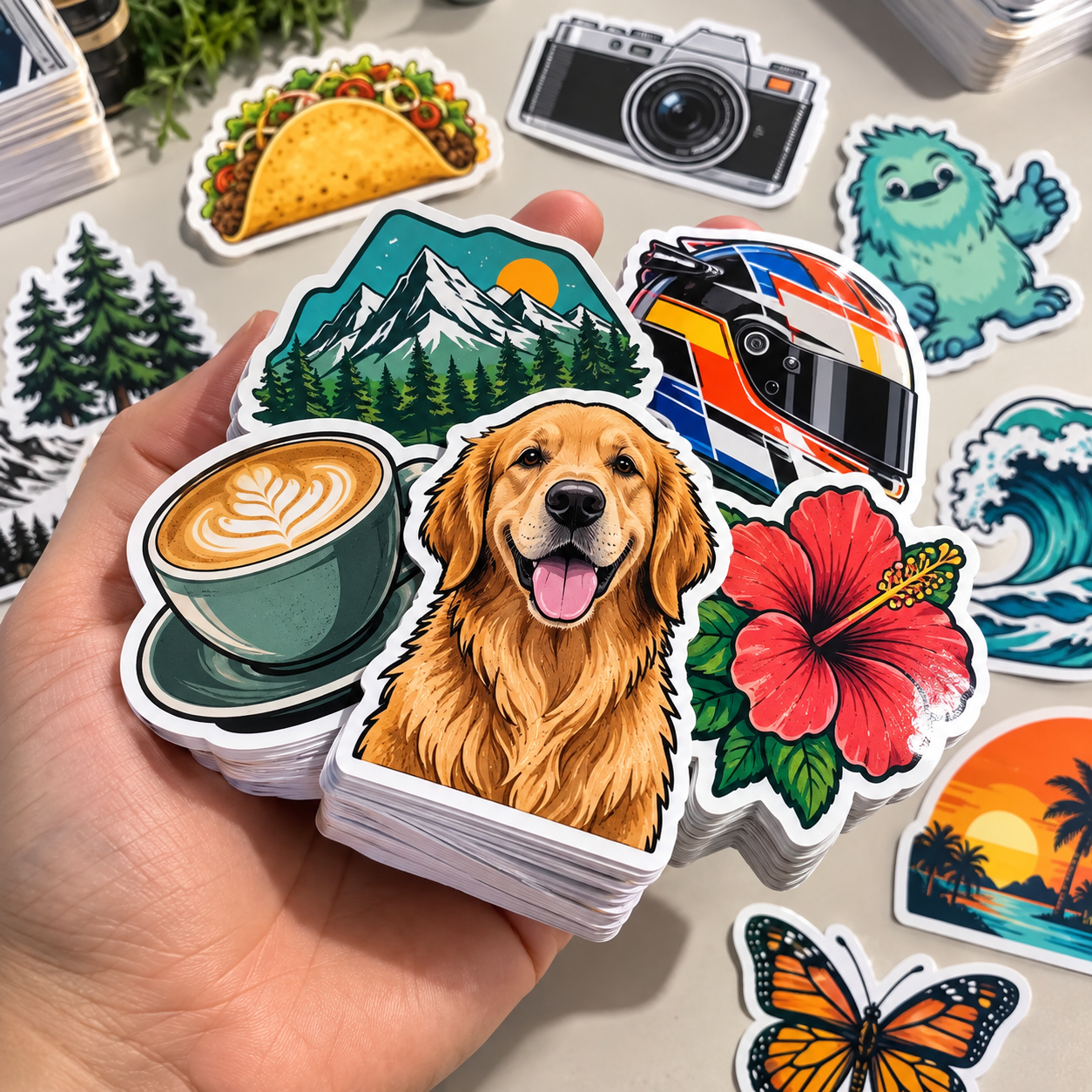 Custom-shaped die-cut vinyl stickers
