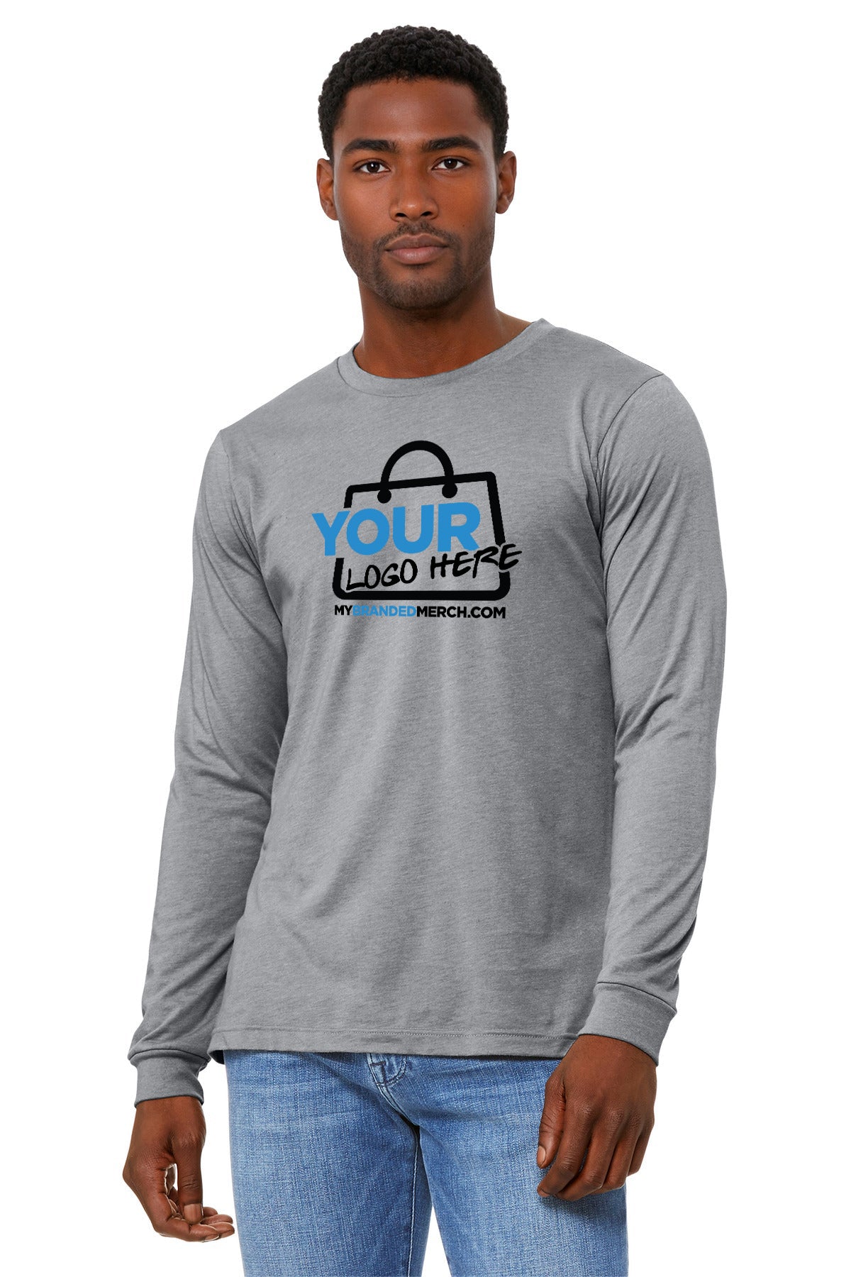 Custom logo BELLA+CANVAS® Unisex Heather CVC Long Sleeve Tee BC3501CVC decoration preview