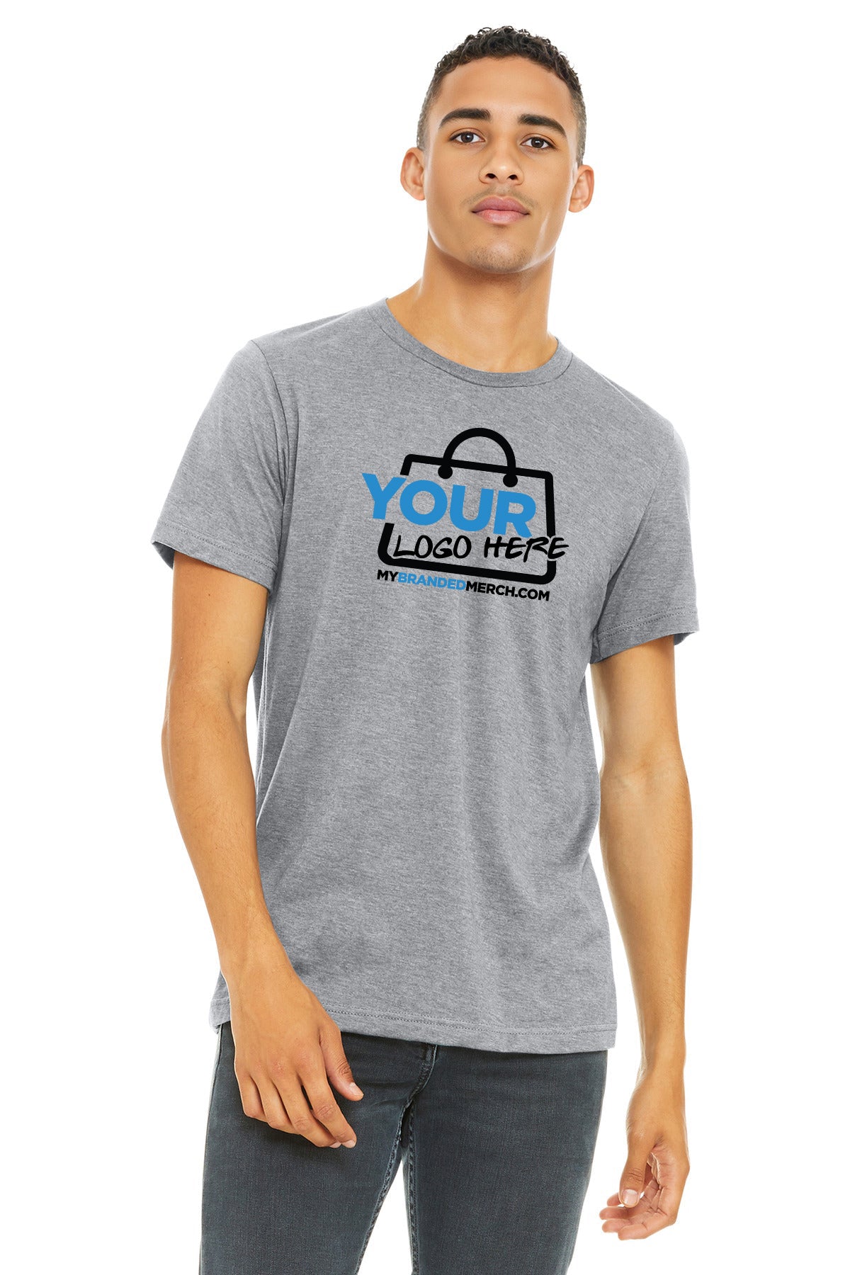 Custom logo BELLA+CANVAS ® Unisex Heather CVC Short Sleeve Tee. BC3001CVC decoration preview