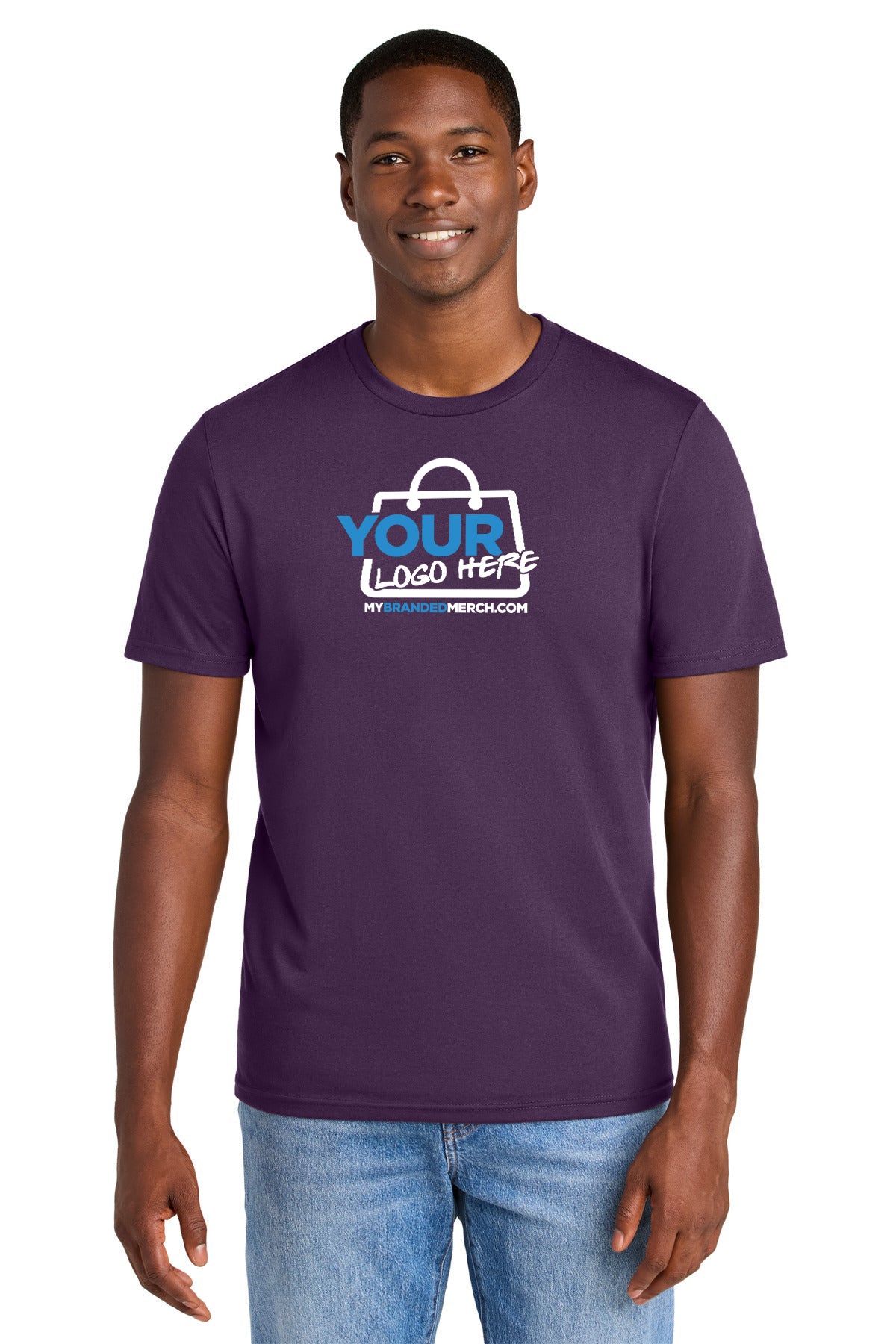 Custom logo District® Perfect Weight® CVC Tee DT184 decoration preview