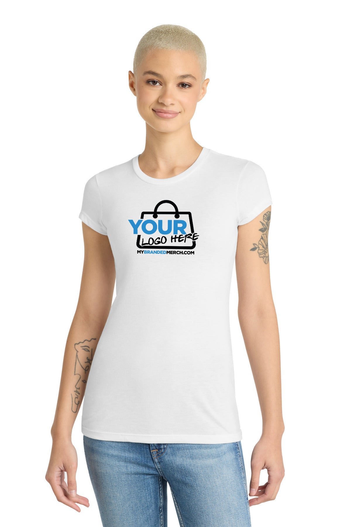 Custom logo District ® Women's Fitted Perfect Tri ® Tee. DT155 decoration preview