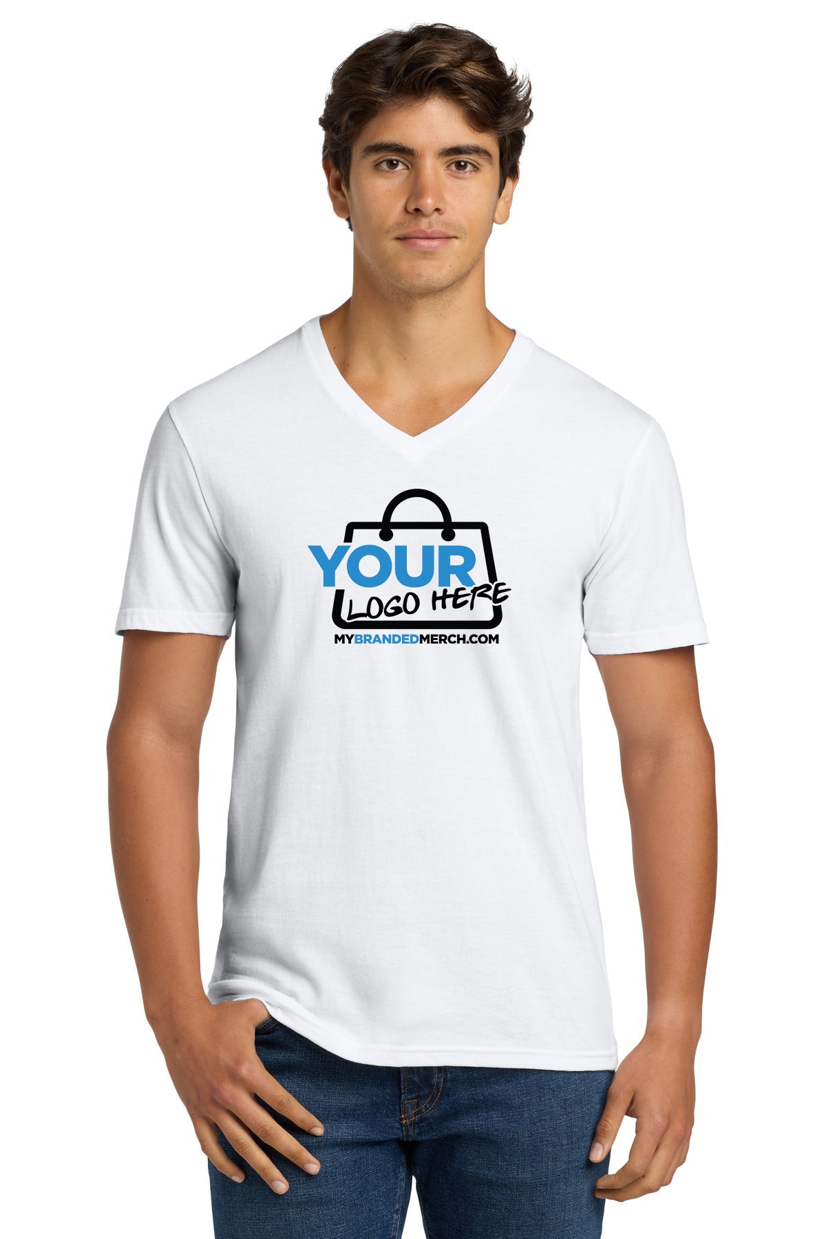 Custom logo Gildan Softstyle® V-Neck T-Shirt. 64V00 decoration preview