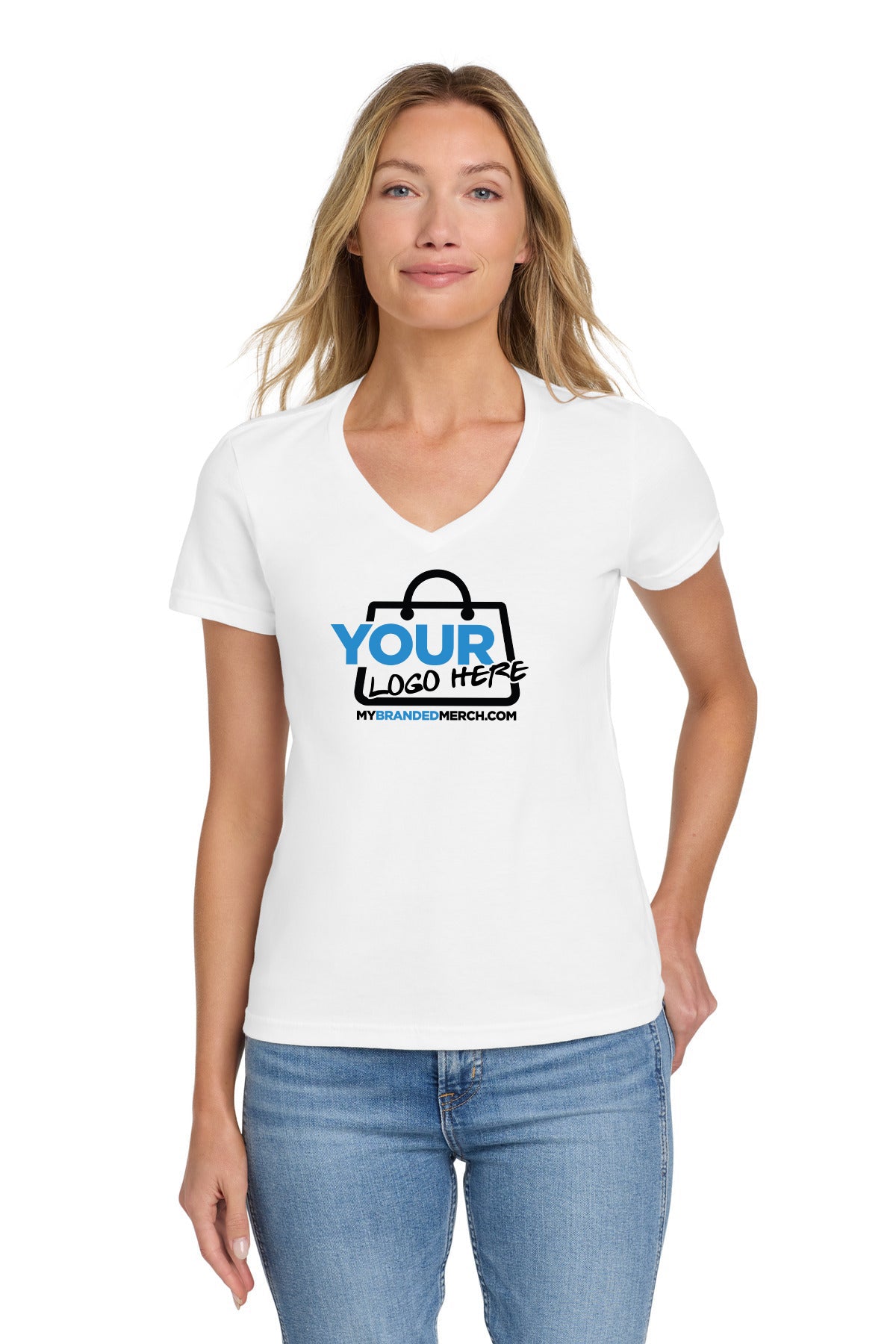Custom logo Gildan Softstyle® Women's Fit V-Neck T-Shirt. 64V00L decoration preview