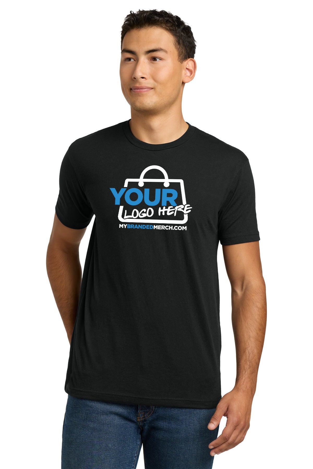Custom logo Next Level Apparel® Adult CVC Tee. NL6210 decoration preview