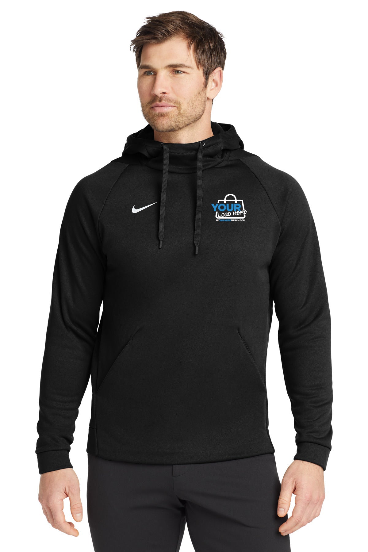 Custom logo Nike Therma-FIT Pullover Fleece Hoodie CN9473 decoration preview