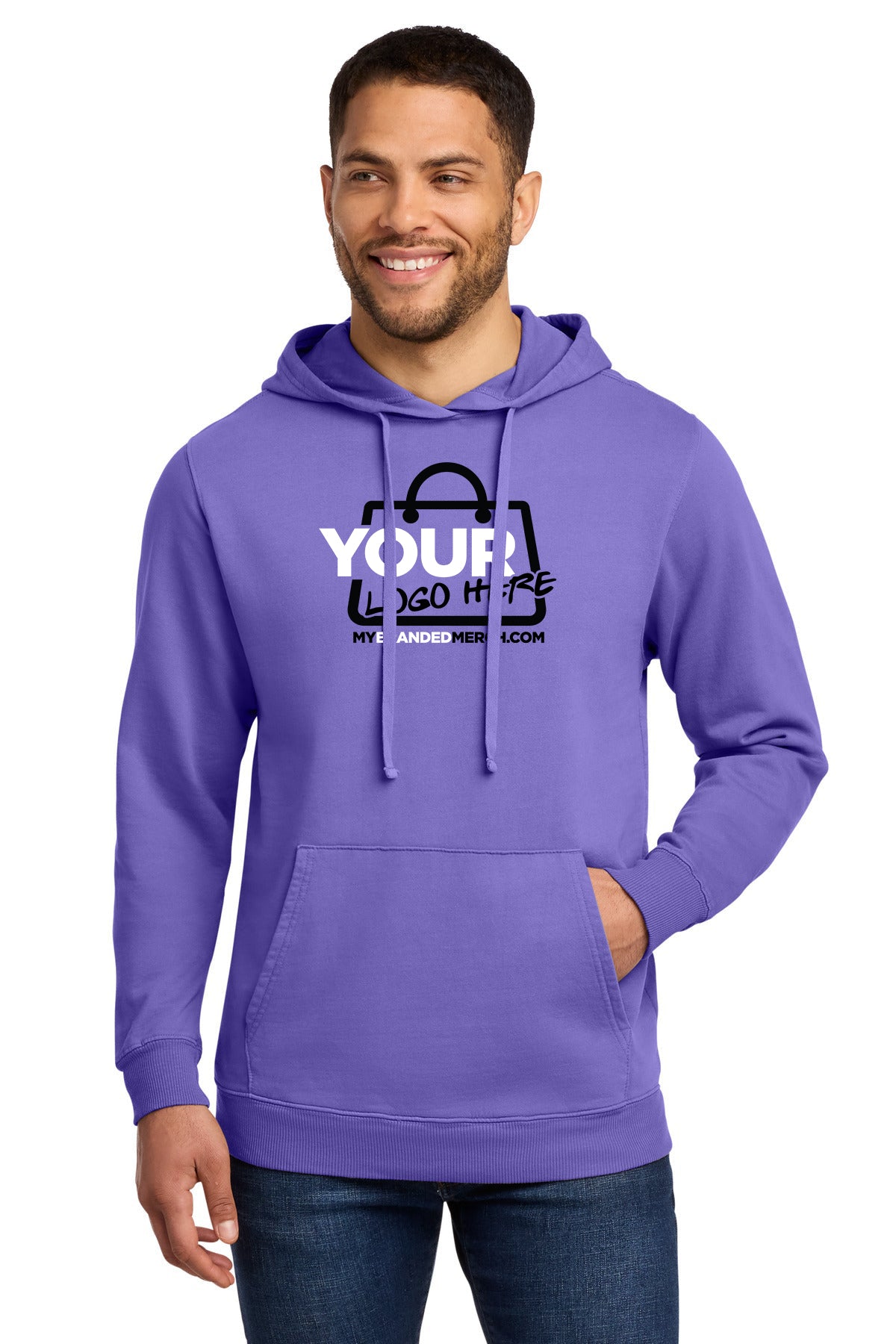 Custom logo Port & Co™ Beach Wash® Garment-Dyed Pullover Hooded Sweatshirt. PC098H decoration preview