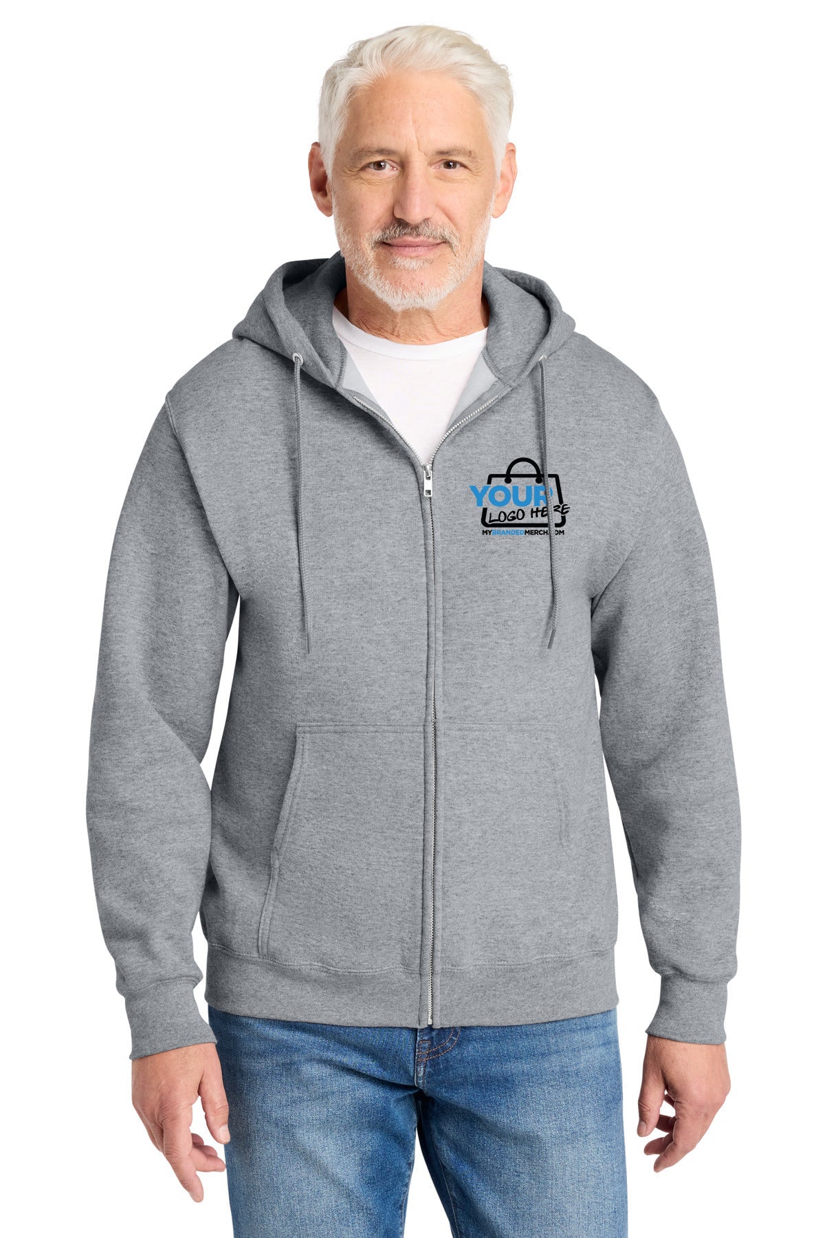 Custom logo Port & Co™ Core Fleece Full-Zip Hooded Sweatshirt. PC78ZH decoration preview