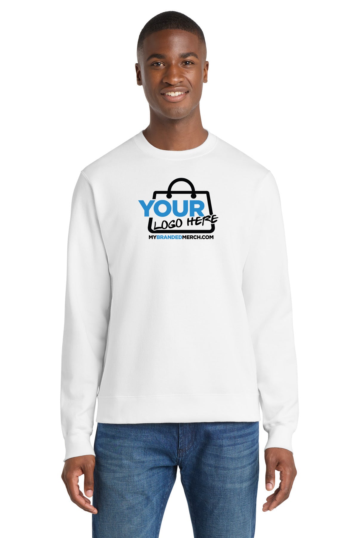 Custom logo Port & Co™ Fan Favorite Fleece Crewneck Sweatshirt. PC850 decoration preview
