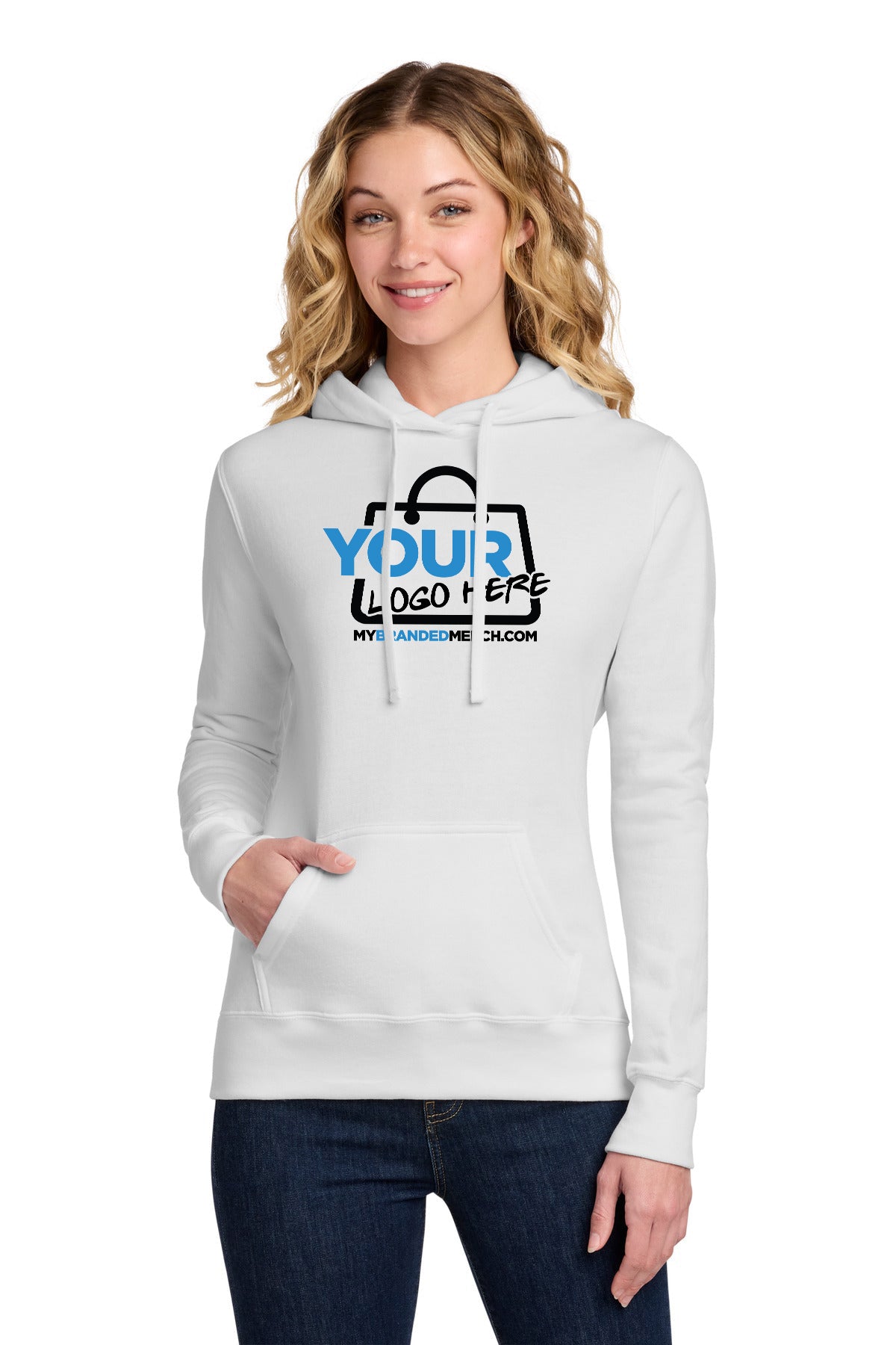 Custom logo Port & Co™ Women's Core Fleece Pullover Hooded Sweatshirt LPC78H decoration preview