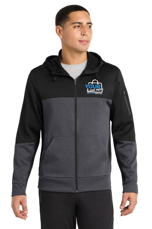 Custom logo Sport-Tek® Tech Fleece Colorblock Full-Zip Hooded Jacket. ST245 decoration preview