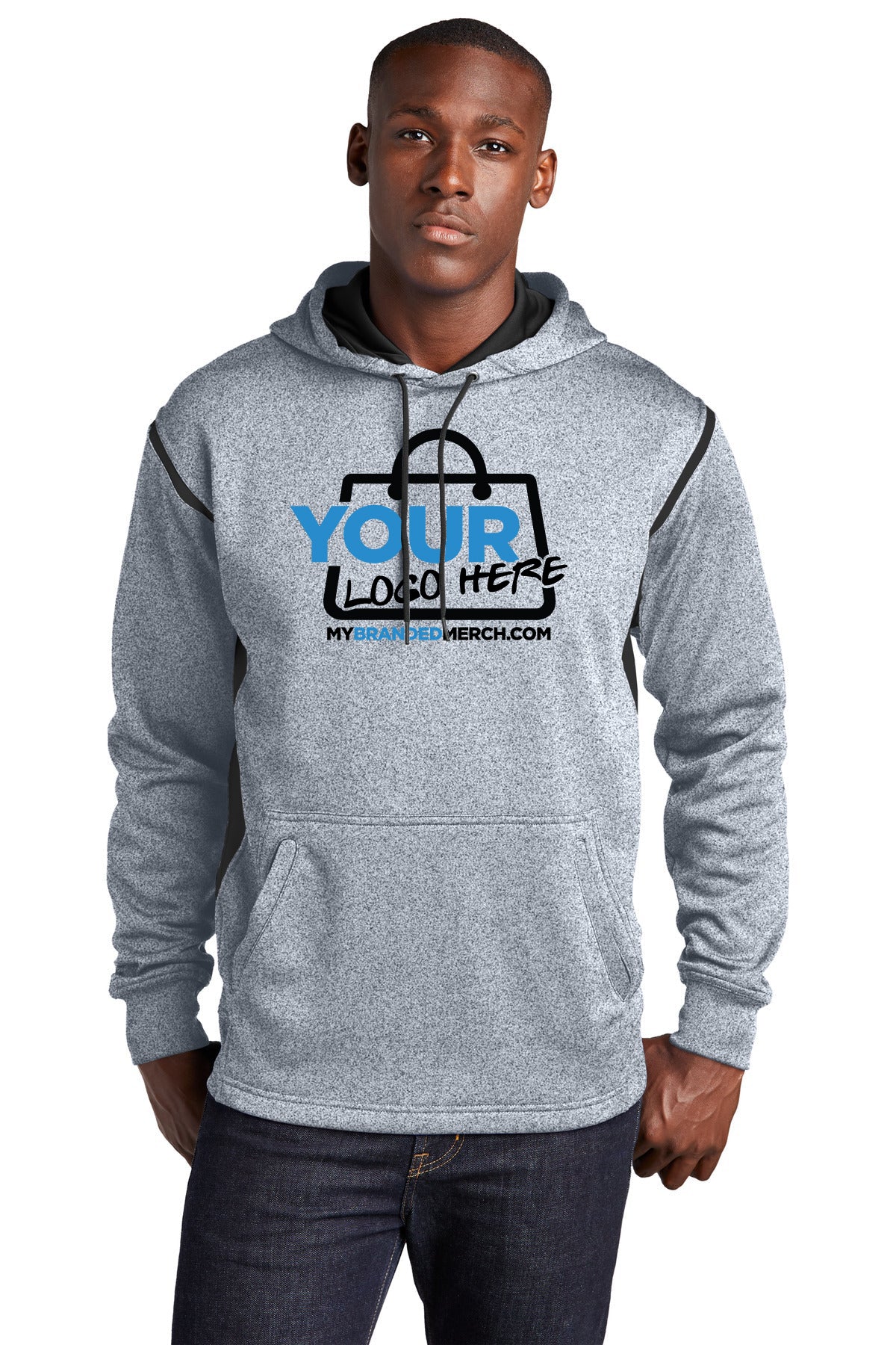 Custom logo Sport-Tek® Tech Fleece Colorblock Hooded Sweatshirt. F246 decoration preview