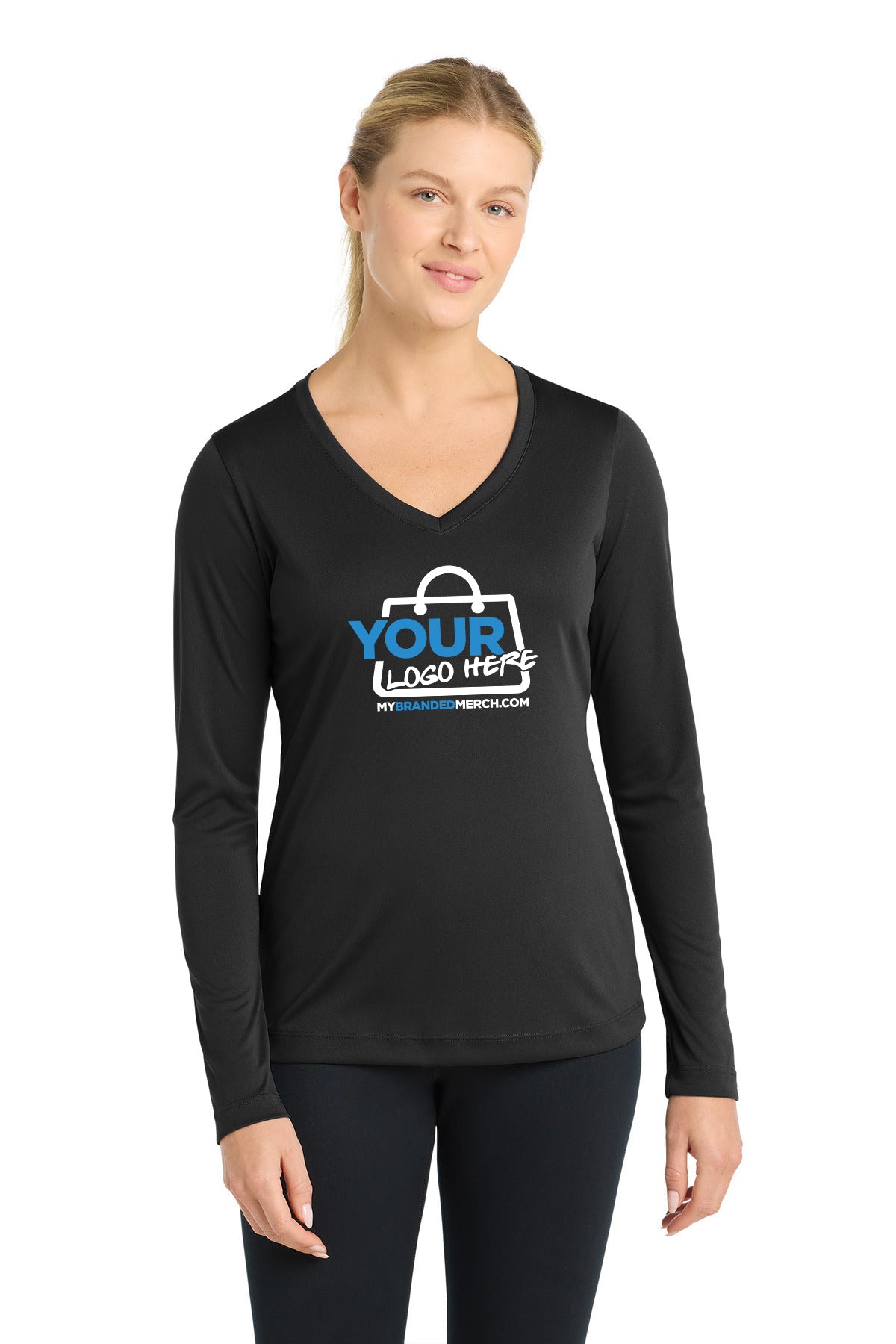 Custom logo Sport-Tek® Women's Long Sleeve PosiCharge® Competitor™ V-Neck Tee. LST353LS decoration preview