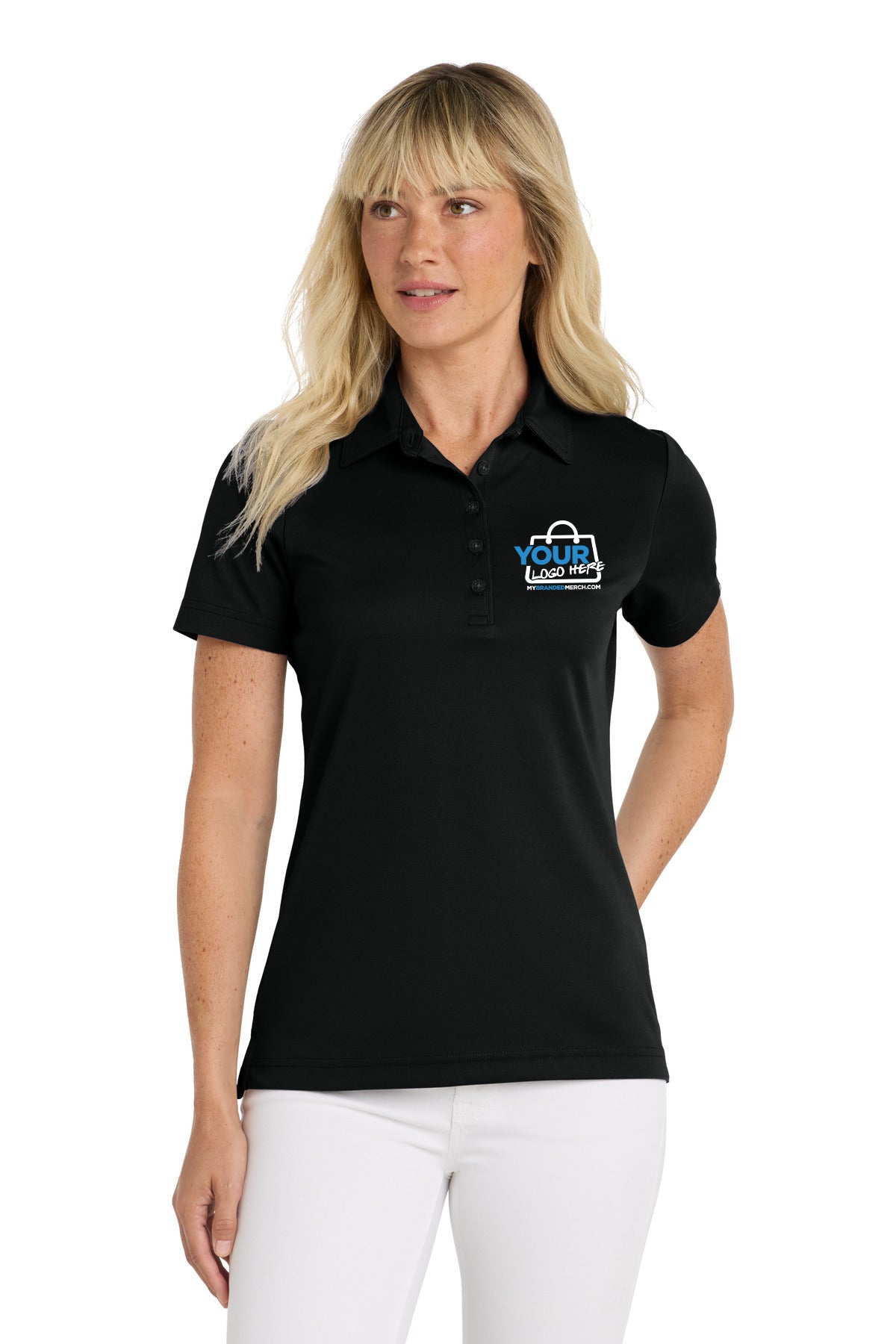Custom logo TravisMathew Women's Oceanside Solid Polo TM1WW001 decoration preview