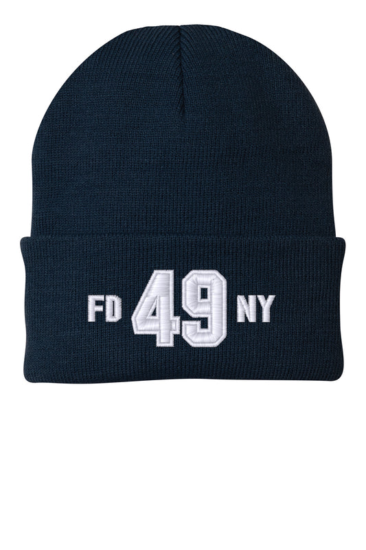 FDNY EMS Station 49 FD49NY Navy fleece-lined embroidered CP90L beanie