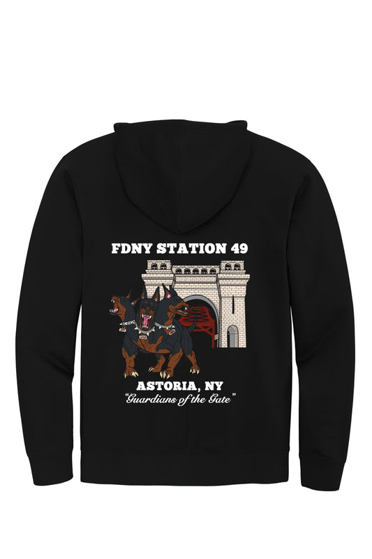FDNY EMS Station 49 Guardians of the Gate black District DT6102 full-zip hoodie updated back