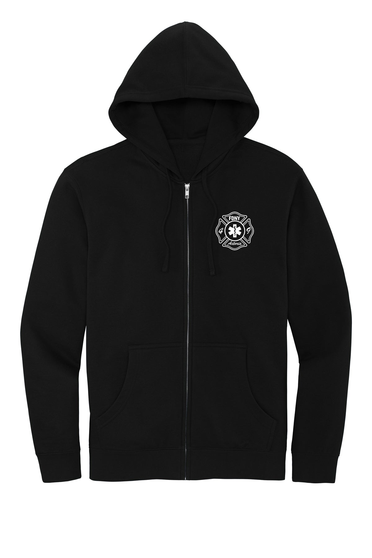 FDNY EMS Station 49 Guardians of the Gate black District DT6102 full-zip hoodie front
