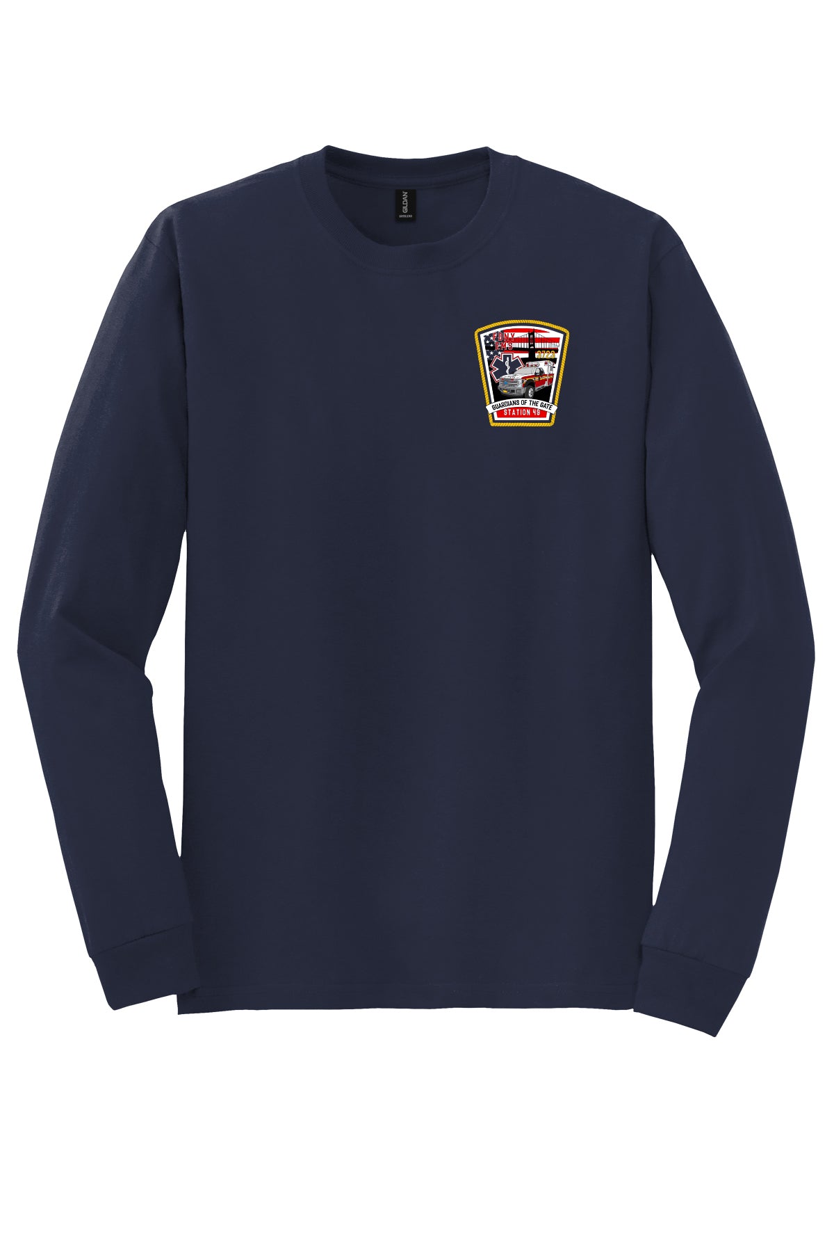 FDNY EMS Station 49 Patriotic Skyline Navy 8400 long sleeve front