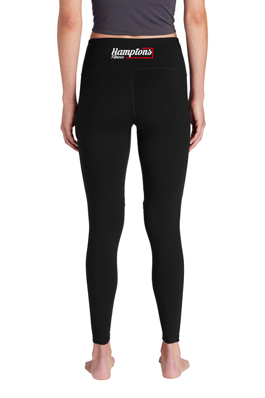 Hamptons Fitness LPST891 women's black high-rise 7/8 legging model back view