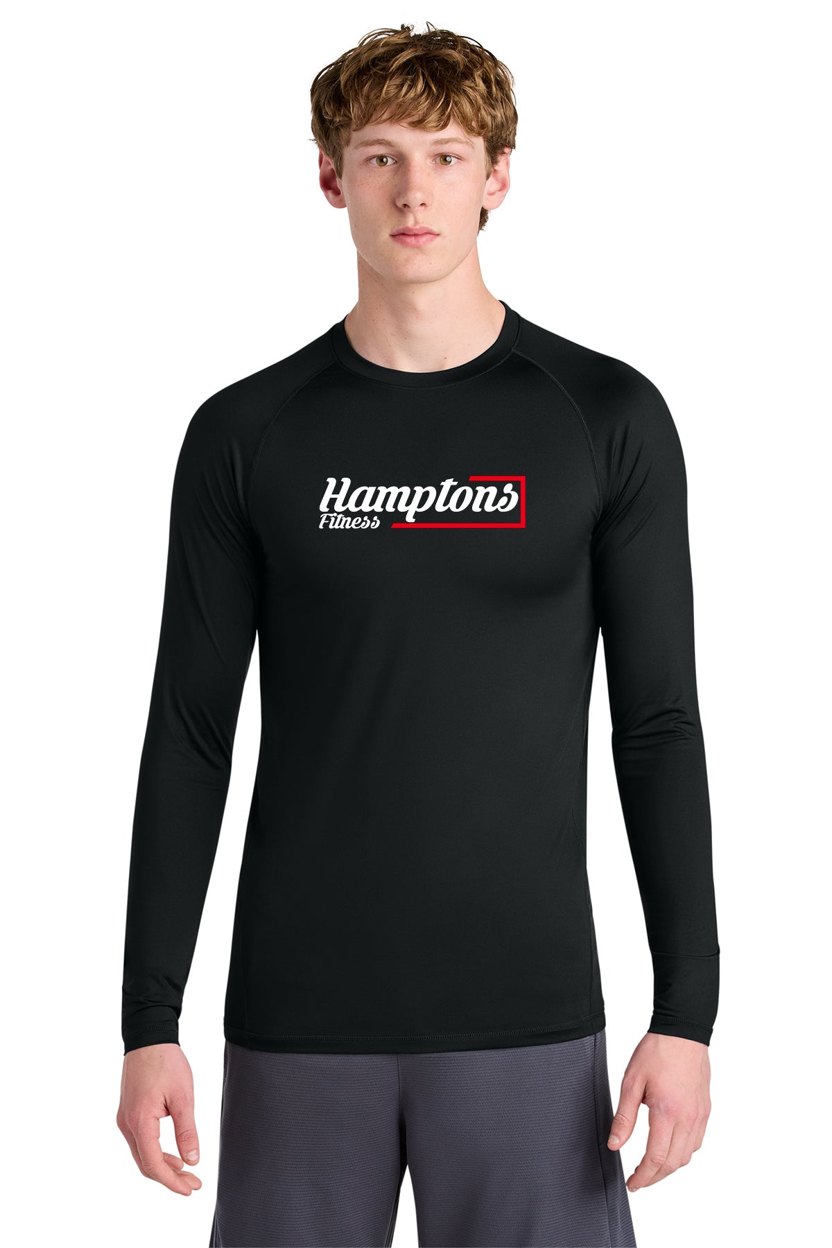 Hamptons Fitness ST120LS black compression long sleeve tee front