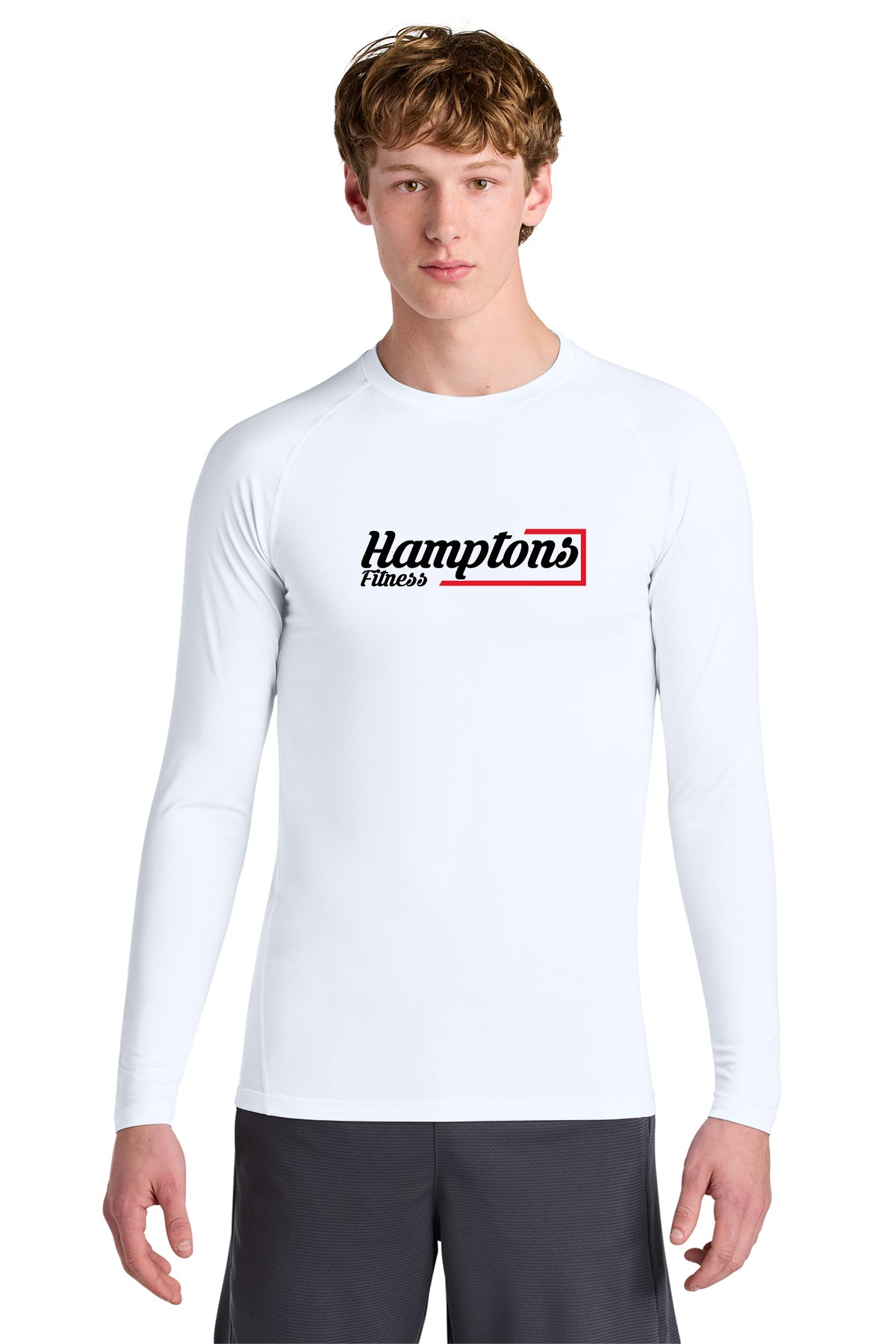Hamptons Fitness ST120LS white compression long sleeve tee front