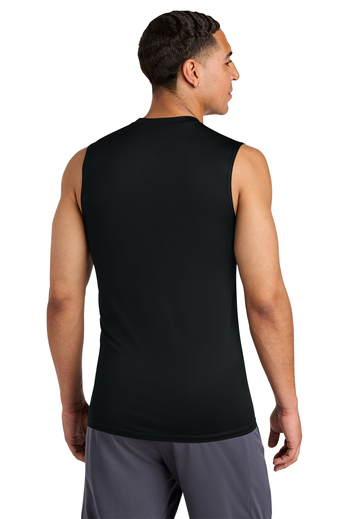 Hamptons Fitness ST121SL black compression sleeveless tee back