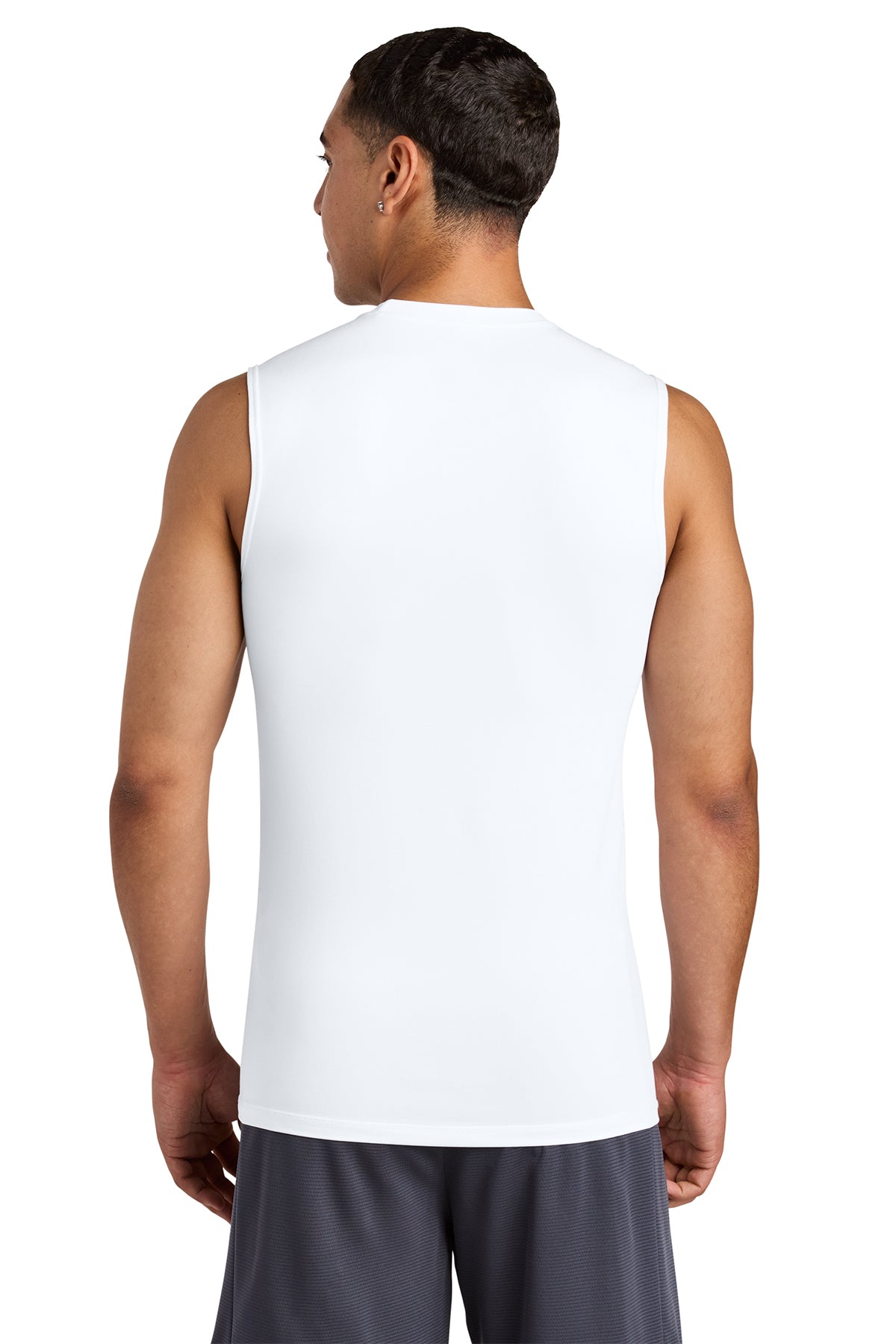 Hamptons Fitness ST121SL white compression sleeveless tee back