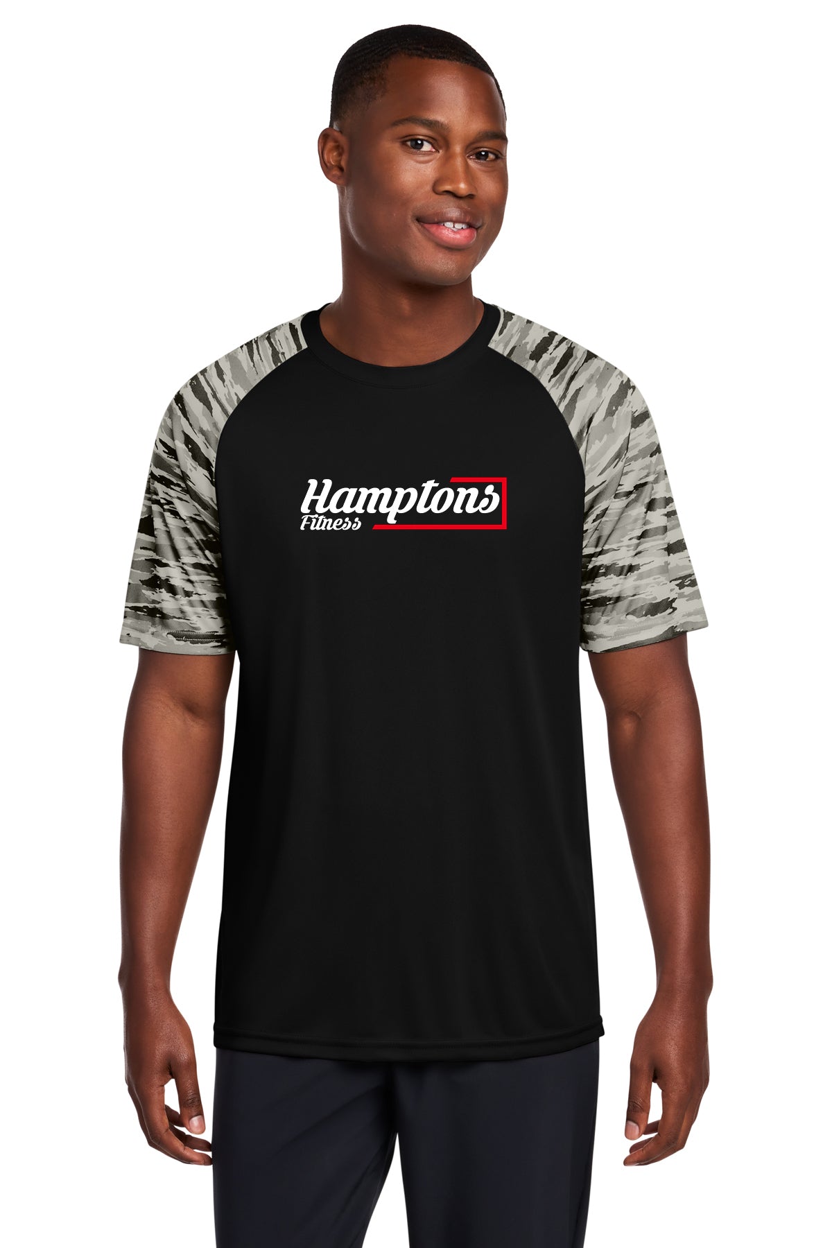 Hamptons Fitness ST376 black performance tee front