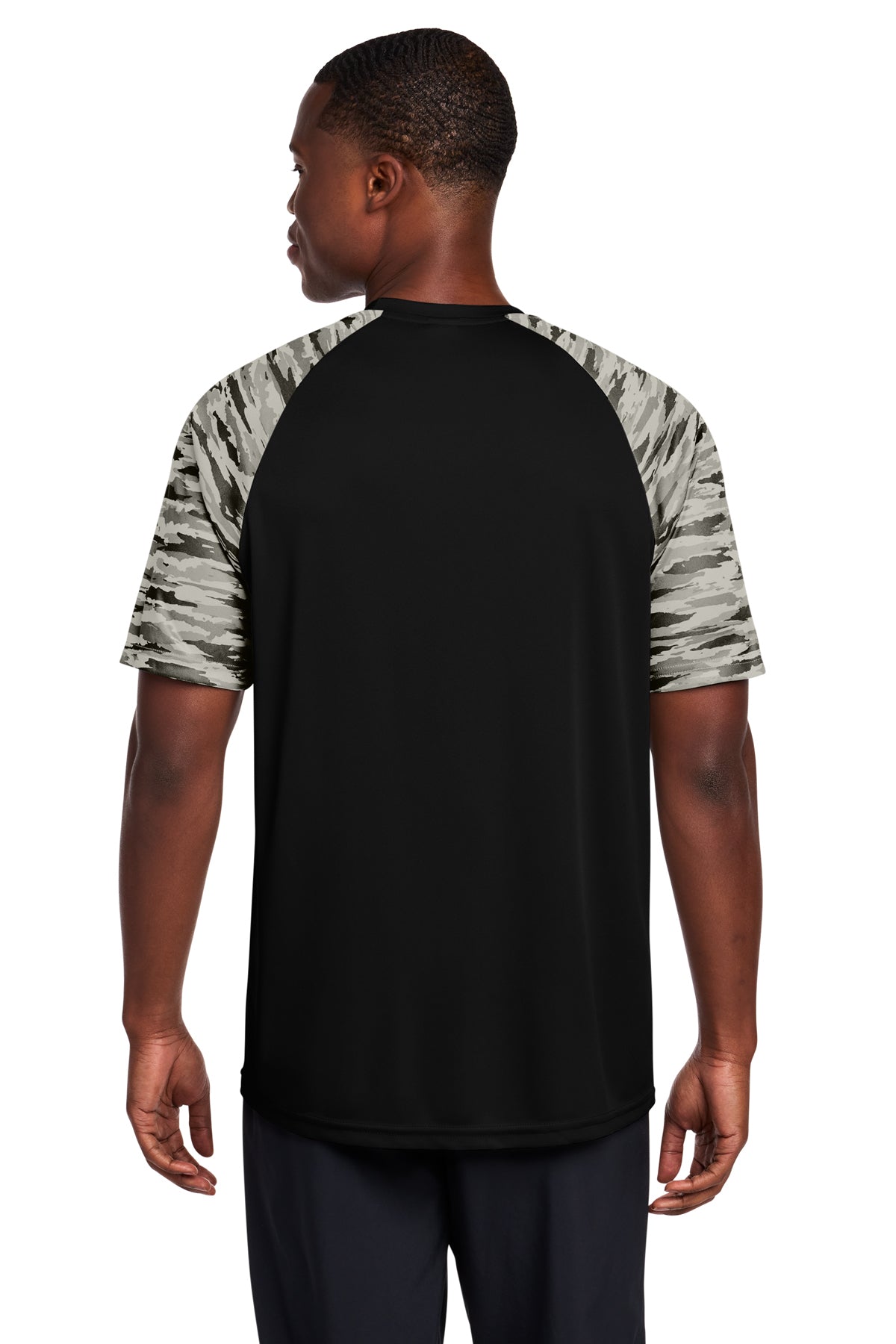 Hamptons Fitness Drift Camo Performance Tee ST376 black back view