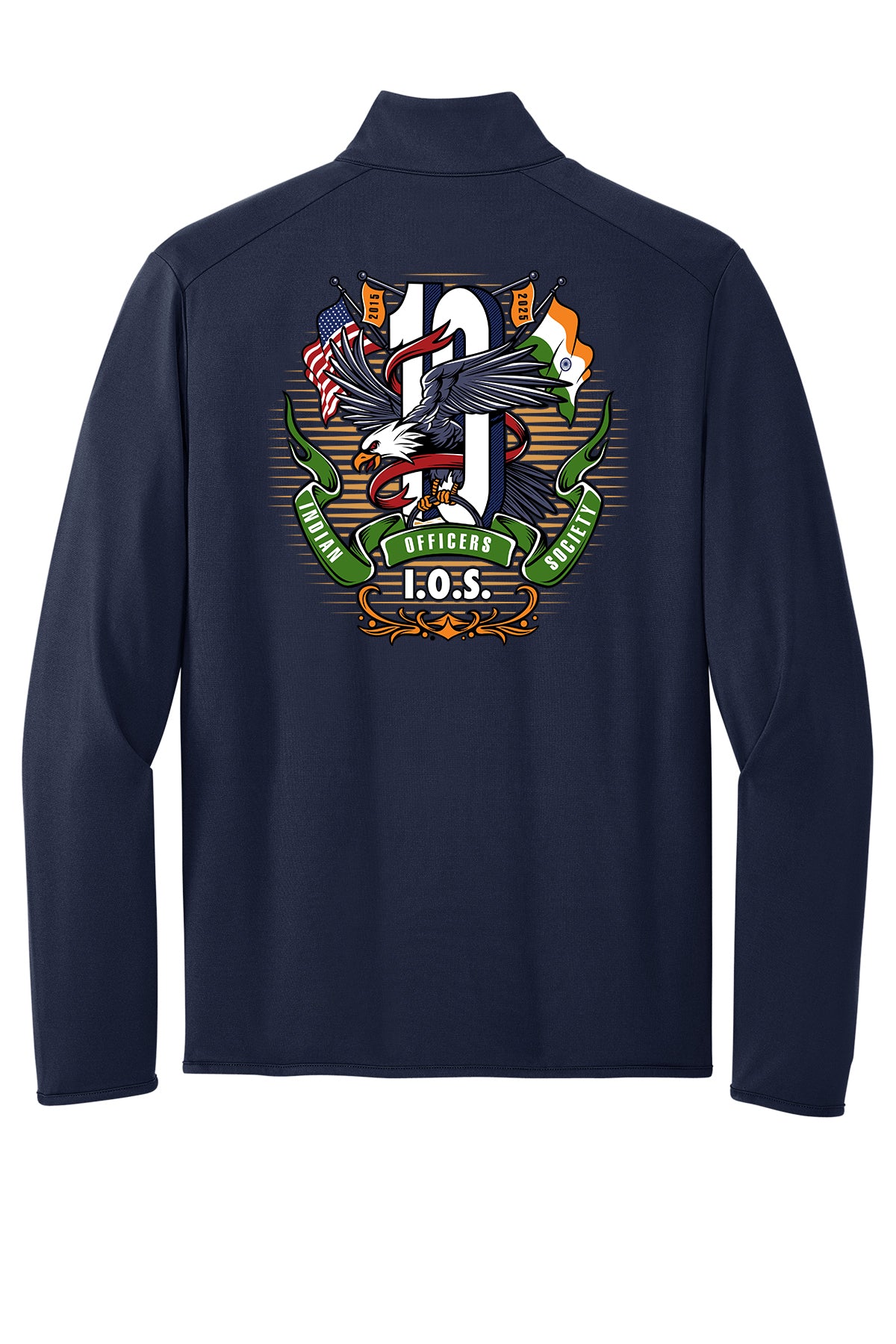 10 Years Indian Officers Society Full-Zip Stretch Fleece K595 back design