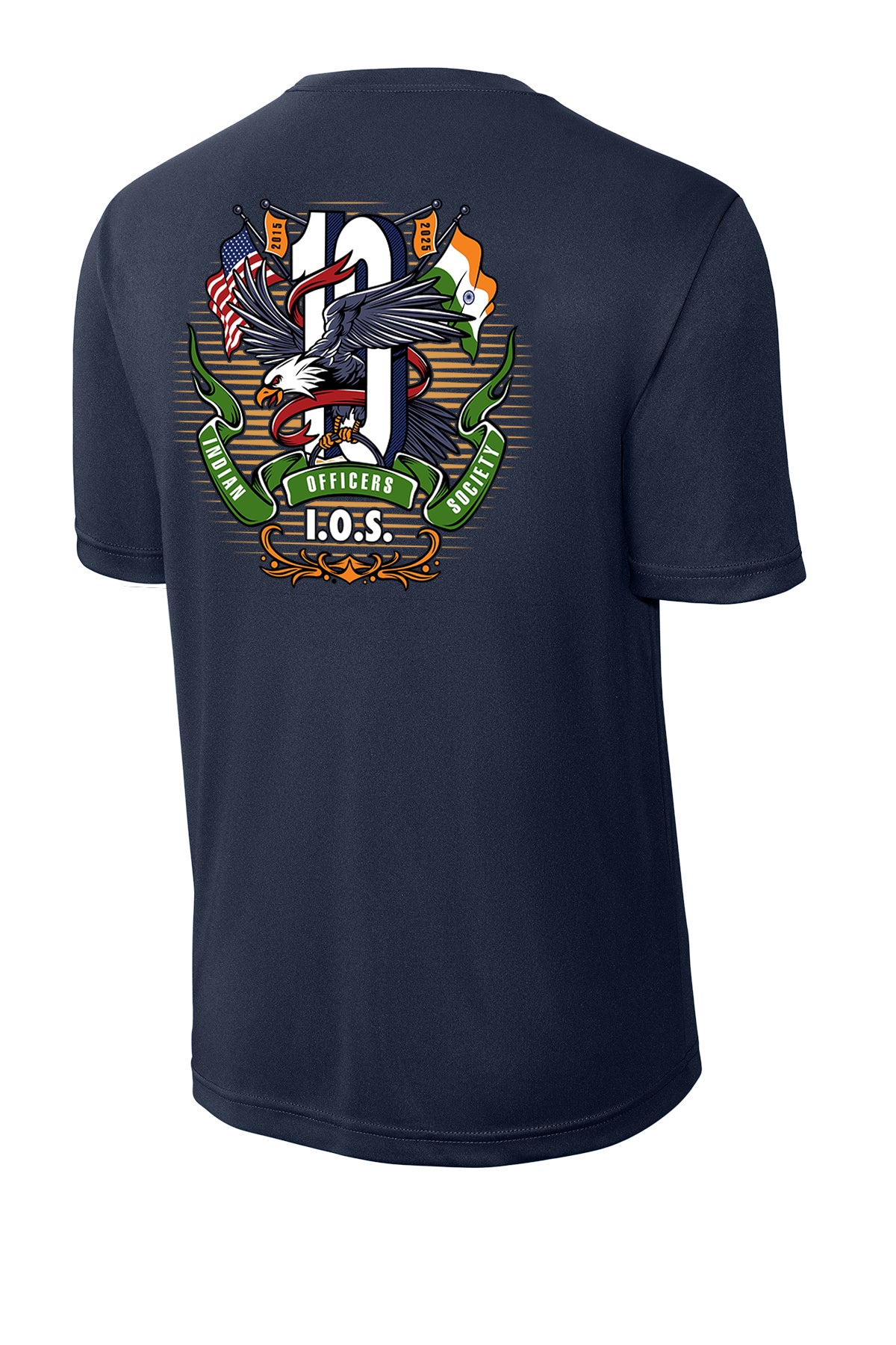 10 Years Indian Officers Society Performance T-Shirt ST350 back design