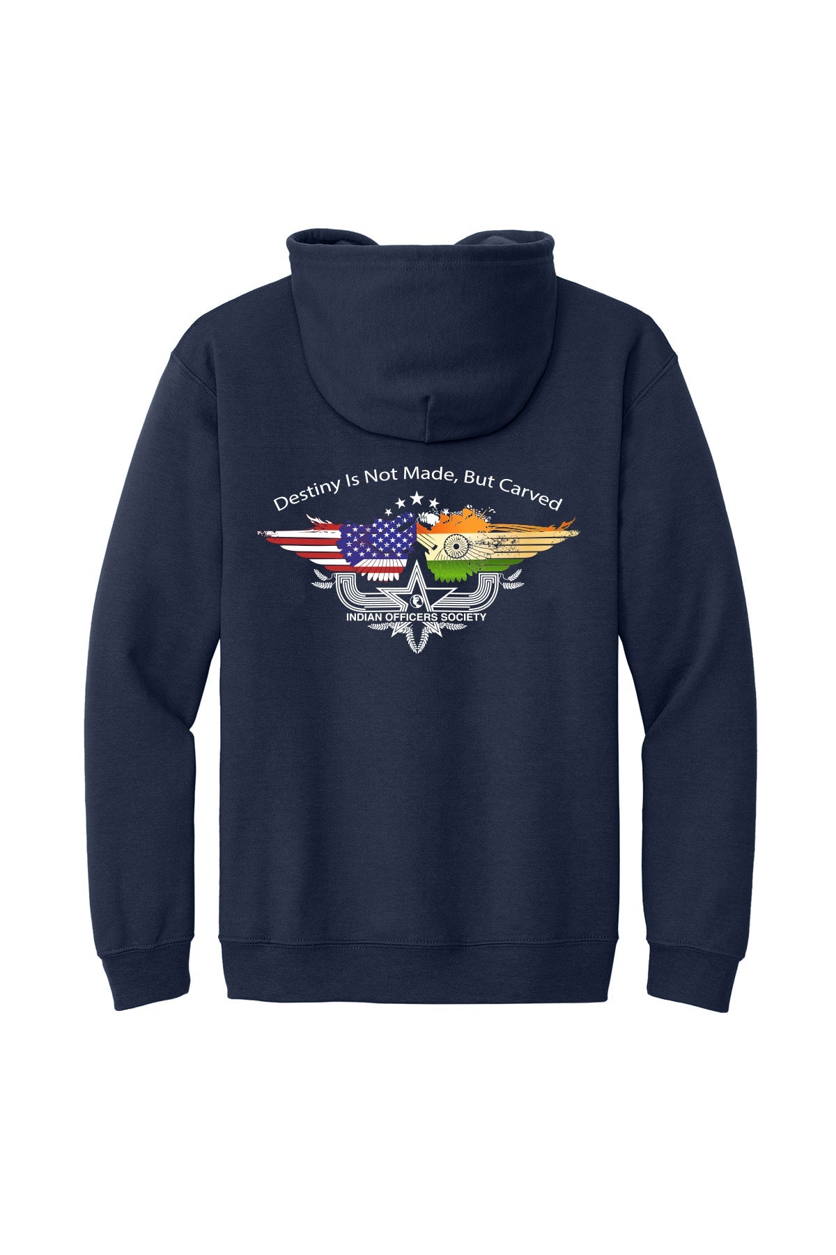 IOS Indian Officers Society Full-Zip Hoodie 18600 back design in Navy