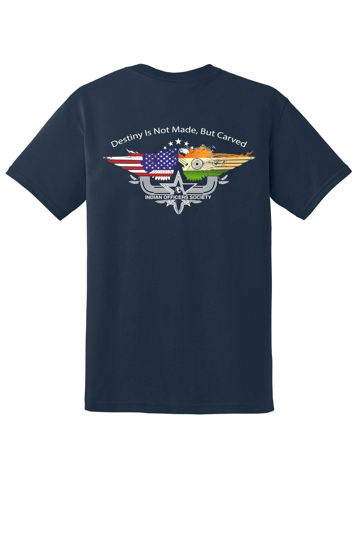 IOS Indian Officers Society 50/50 T-Shirt 8000 back design in Navy